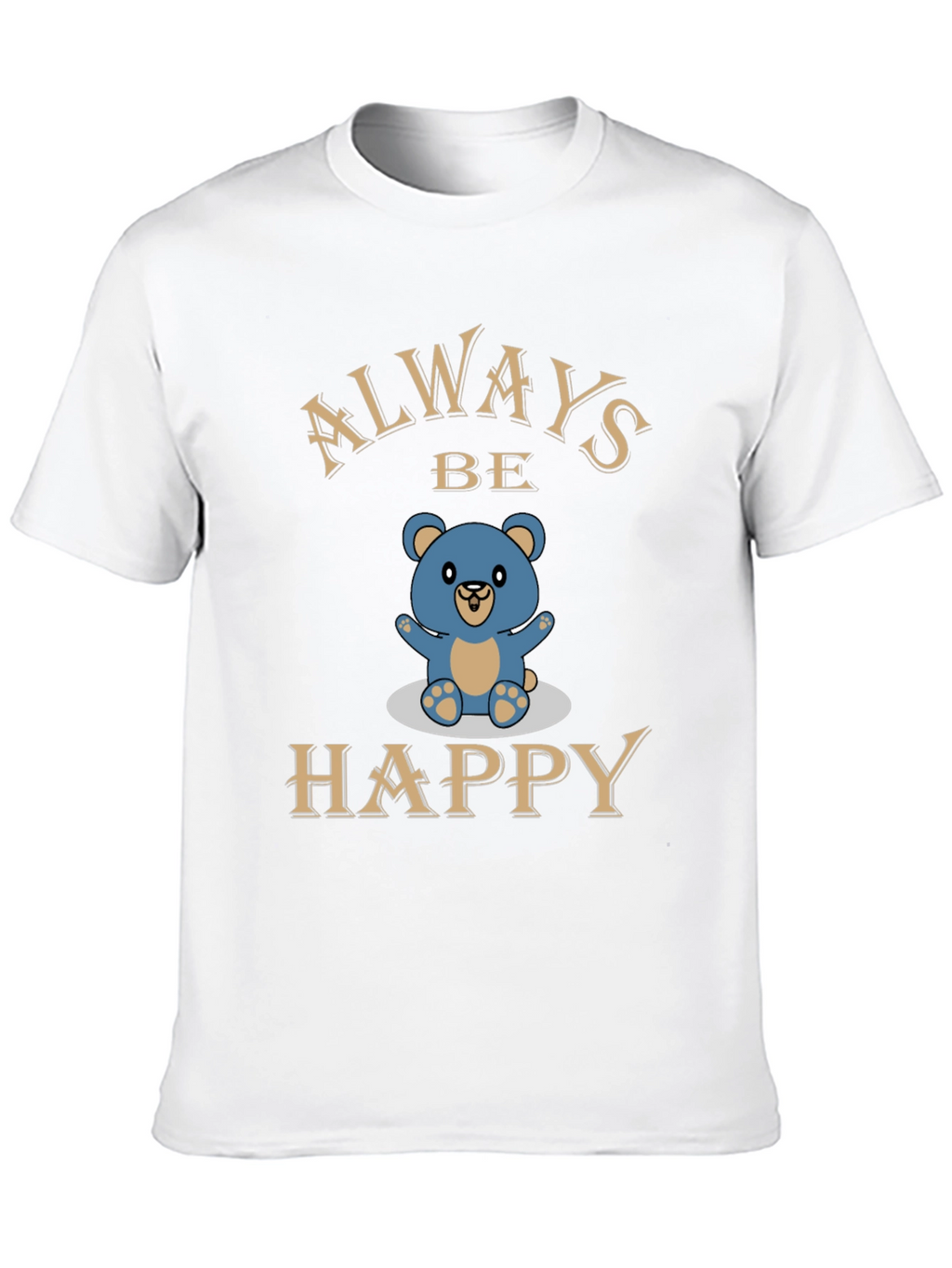 Always Be Happy Bear Graphic Tee - Black