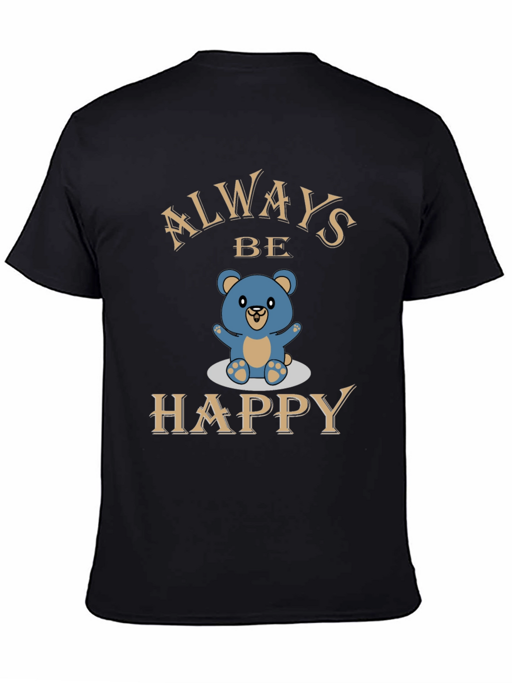 Always Be Happy Bear Graphic Tee - Black