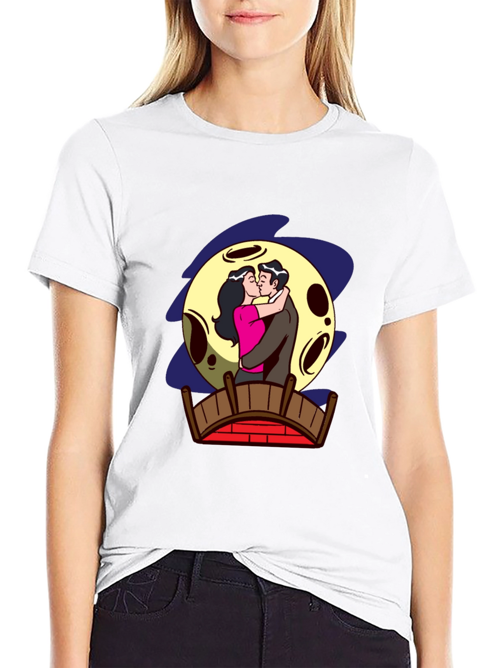 Romantic Moonlit Kiss Graphic Tee