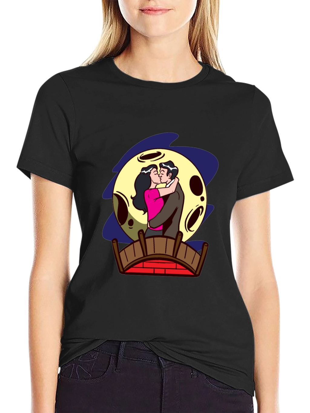 Romantic Moonlit Kiss Graphic Tee