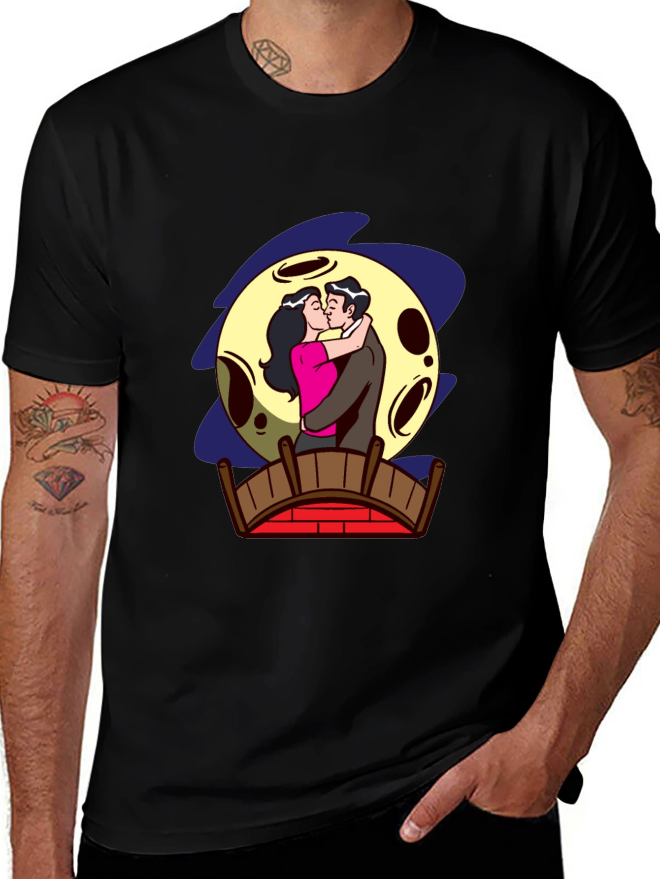 Romantic Moonlit Kiss Graphic Tee