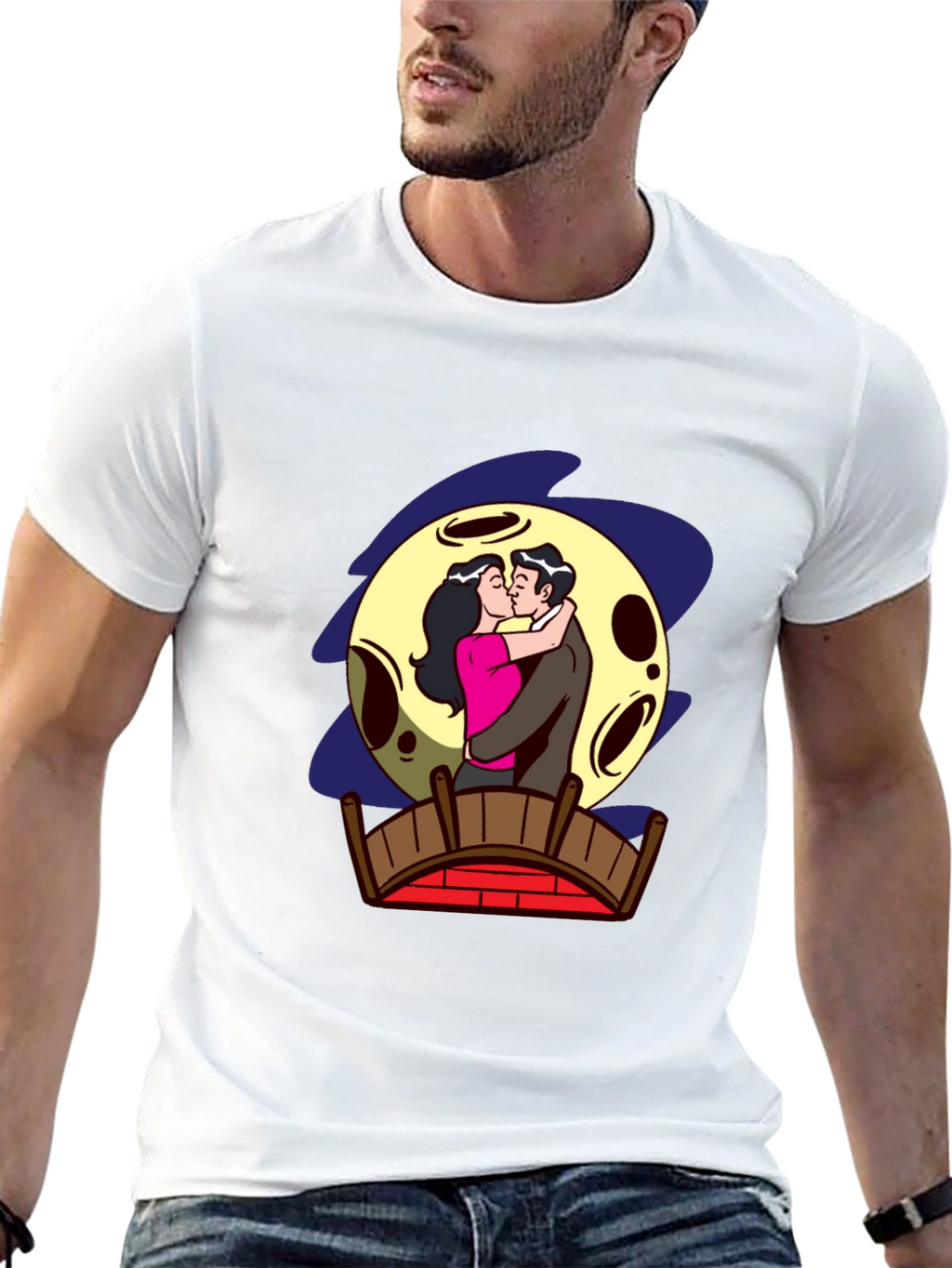 Romantic Moonlit Kiss Graphic Tee