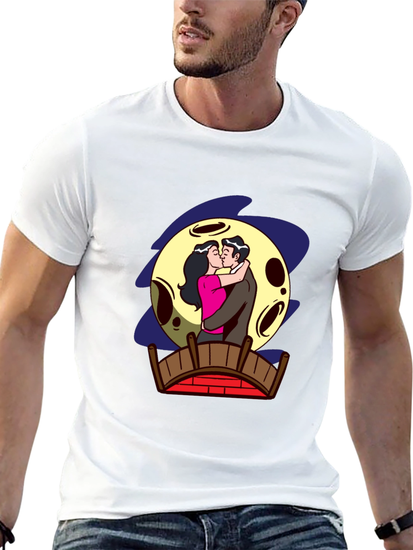 Romantic Moonlit Kiss Graphic Tee