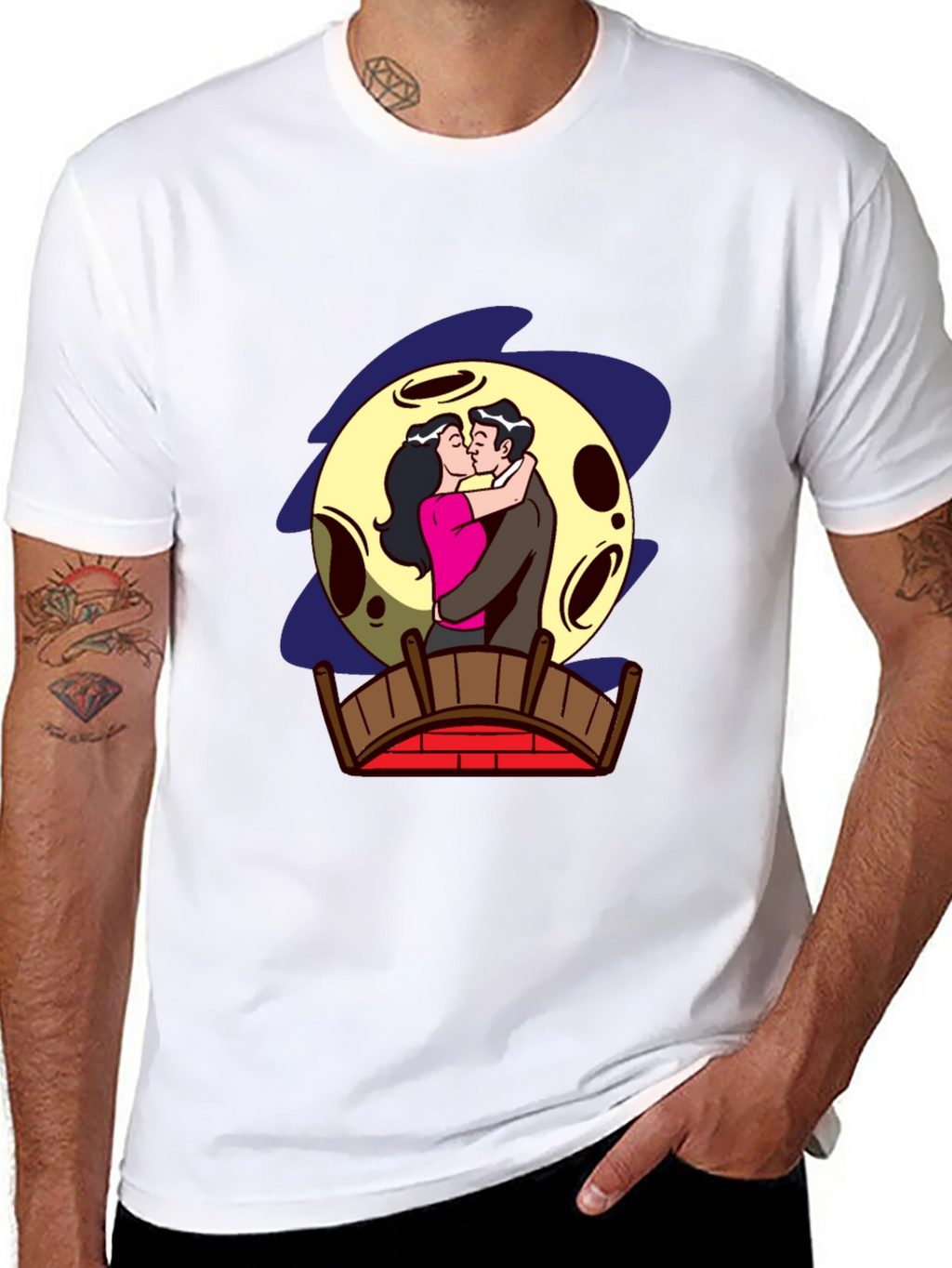 Romantic Moonlit Kiss Graphic Tee