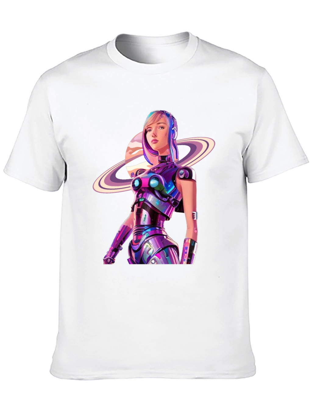 Futuristic Robot Girl Graphic T-Shirt