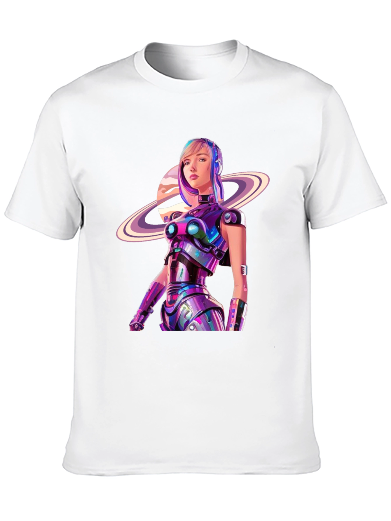 Futuristic Robot Girl Graphic T-Shirt