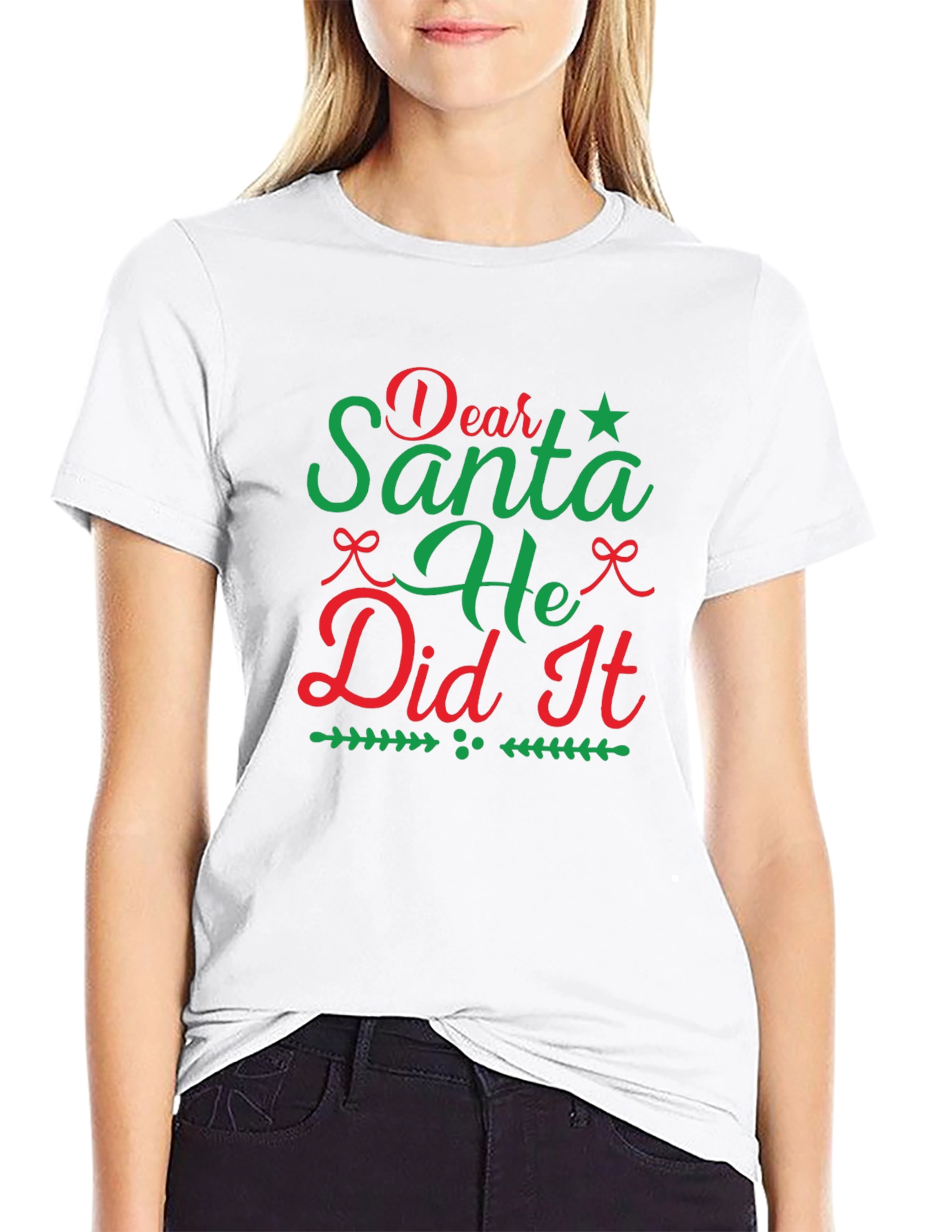 Dear Santa He Did It Christmas Tee