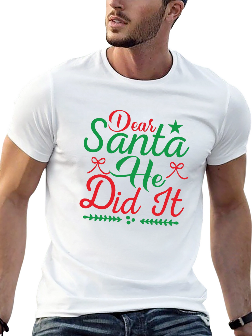 Dear Santa He Did It Christmas Tee