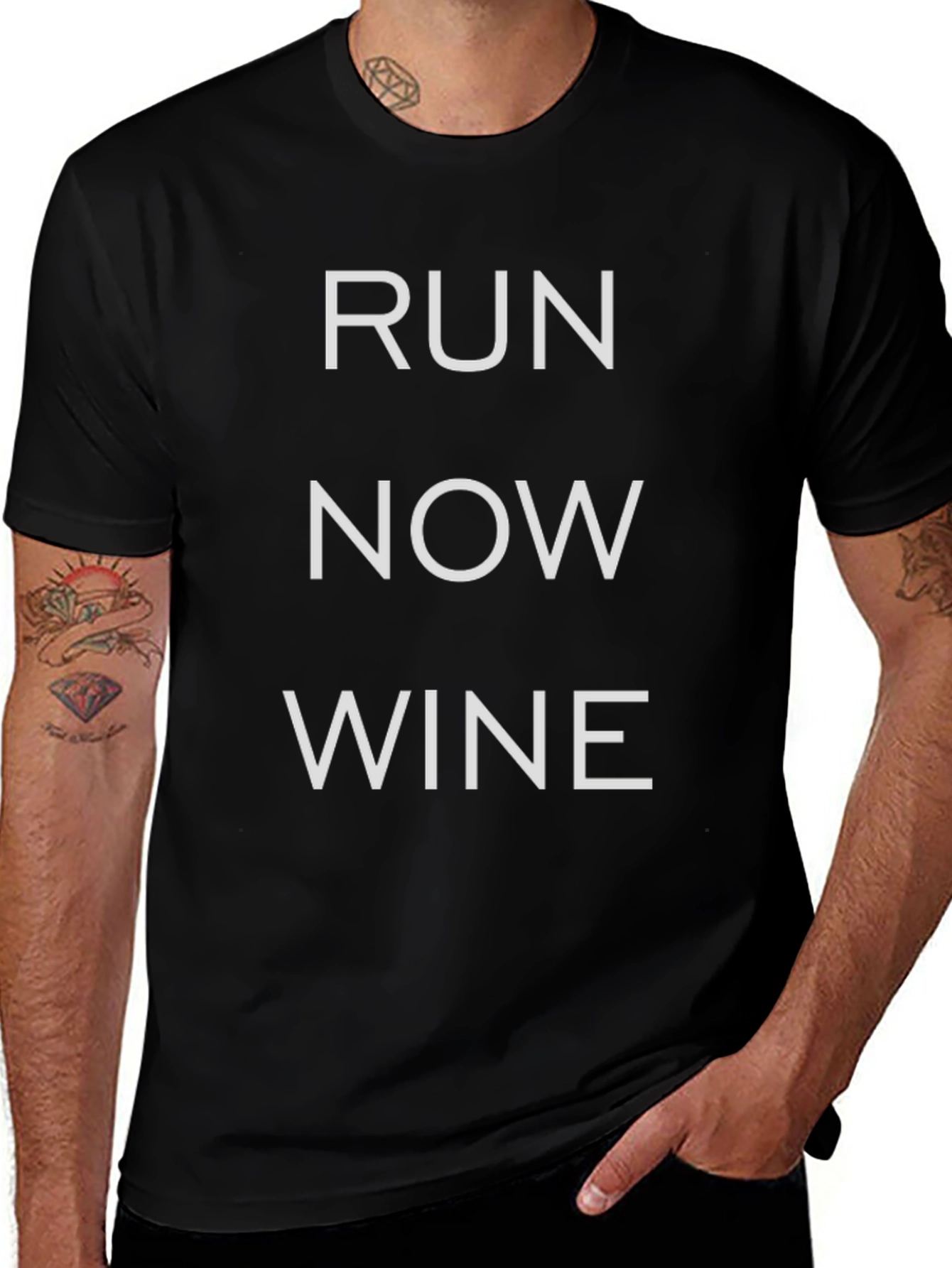Run Now Wine Later Black T-Shirt