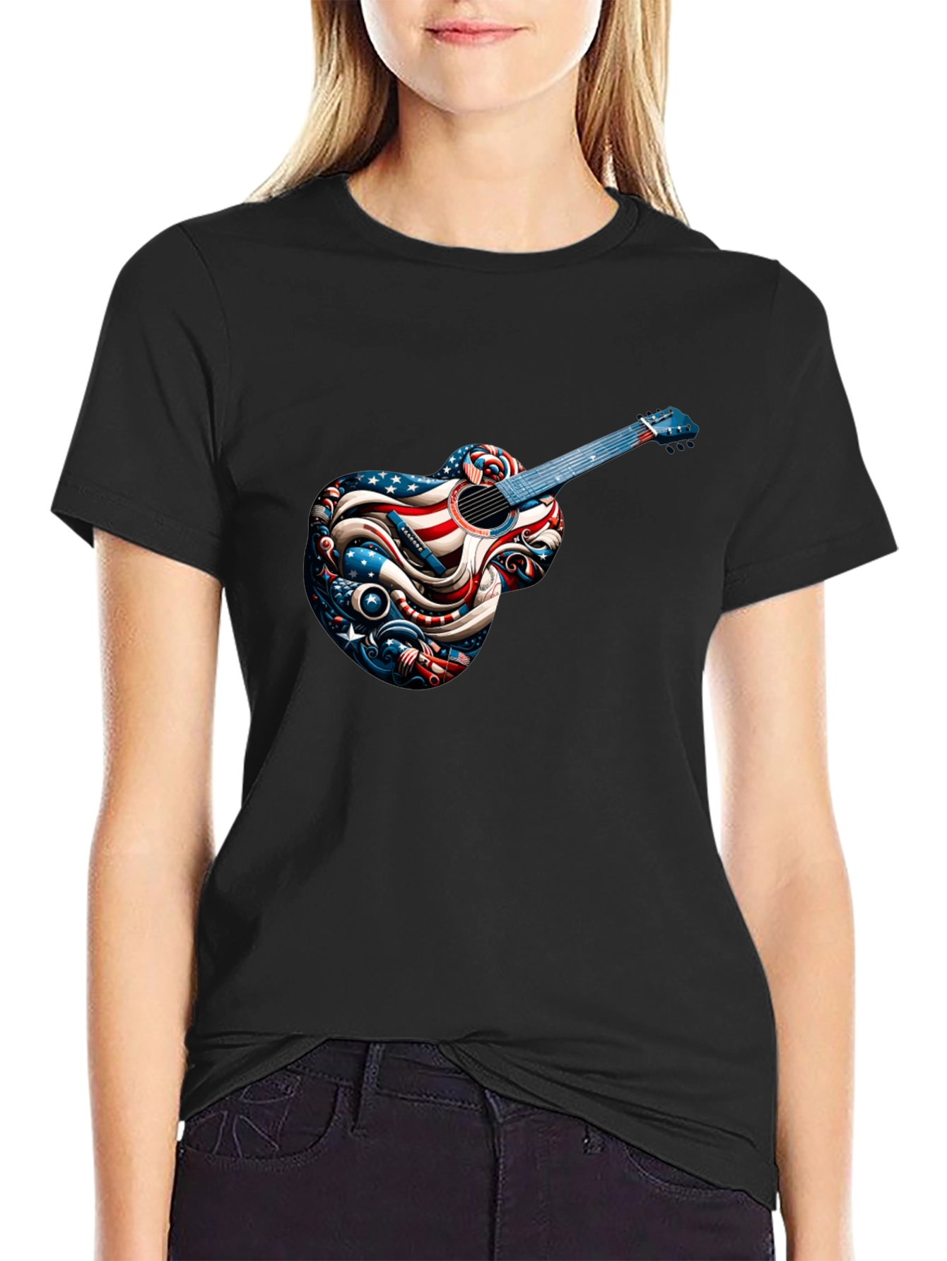Patriotic Guitar Graphic T-Shirt