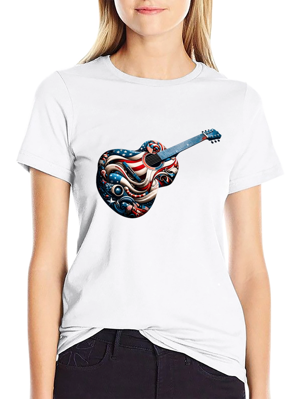 Patriotic Guitar Graphic T-Shirt