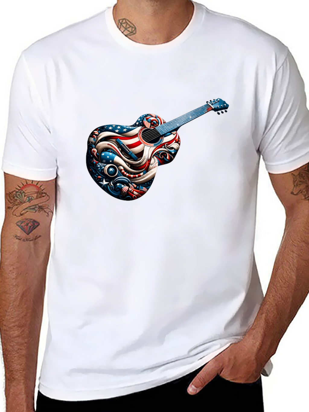 Patriotic Guitar Graphic T-Shirt