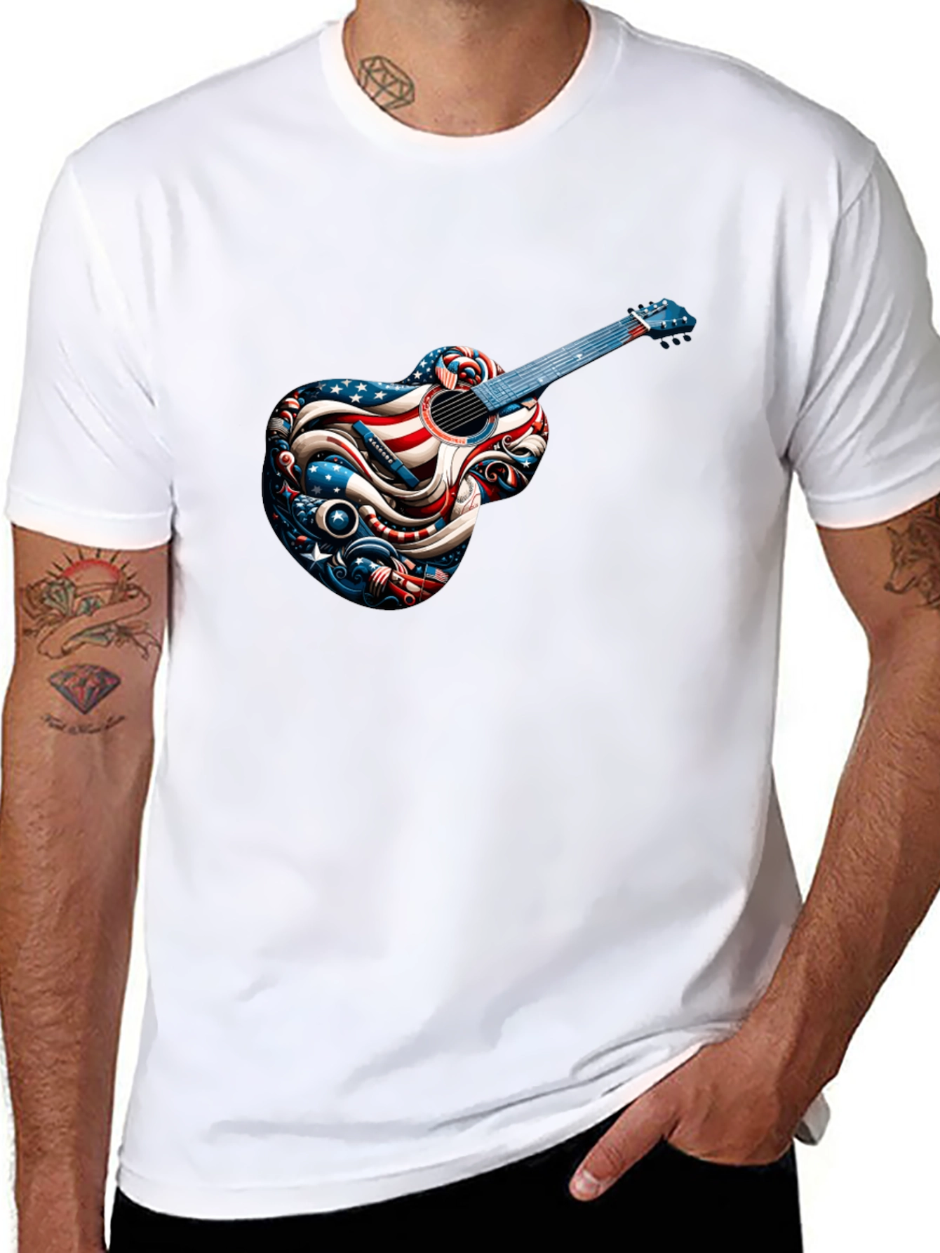 Patriotic Guitar Graphic T-Shirt