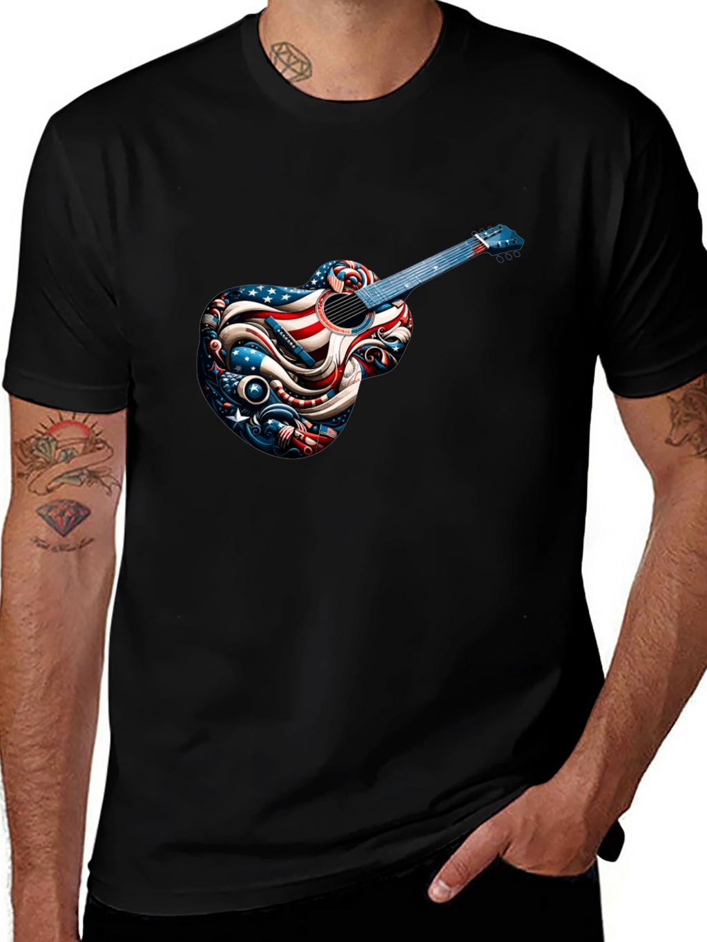 Patriotic Guitar Graphic T-Shirt