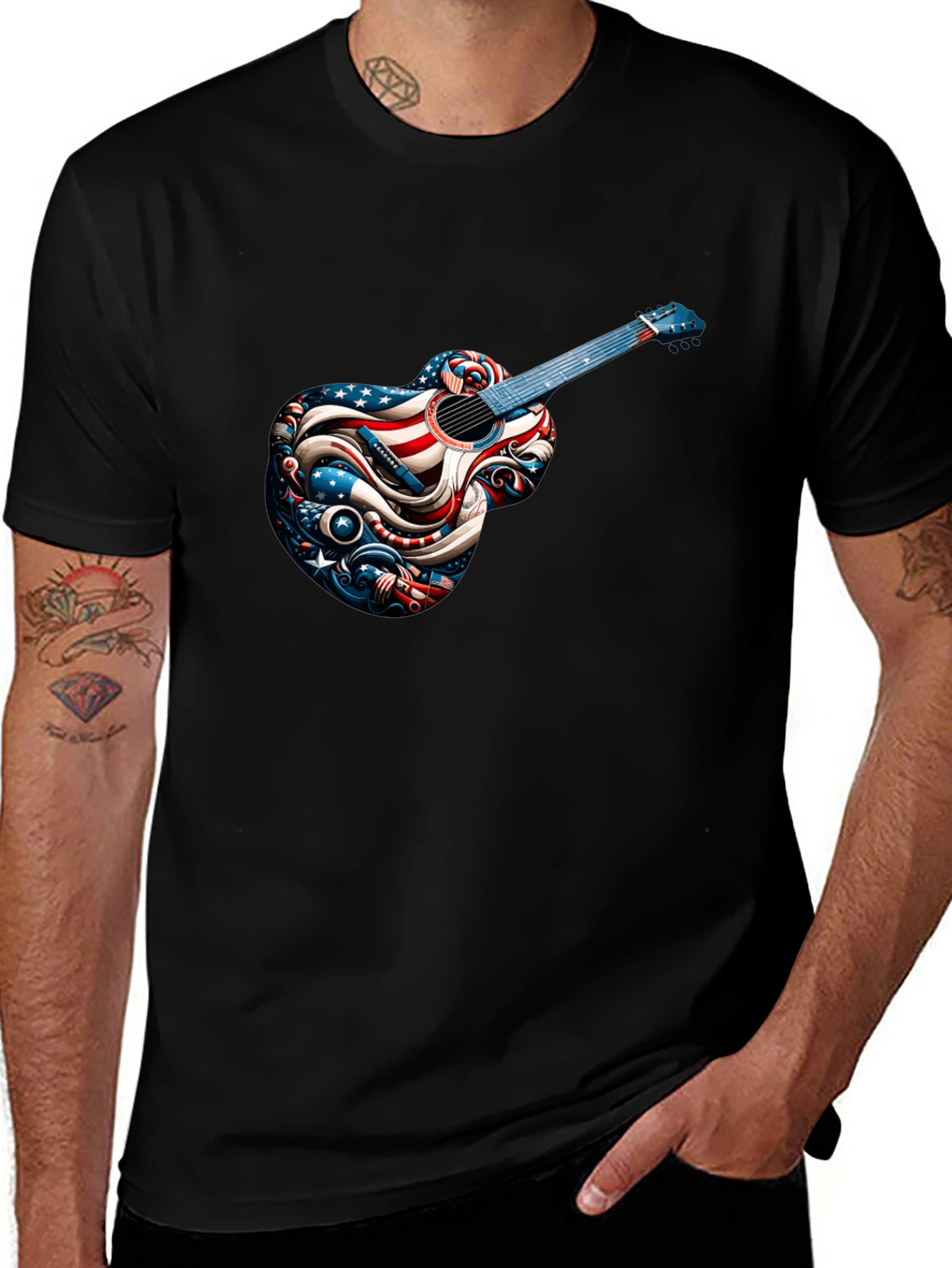 Patriotic Guitar Graphic T-Shirt