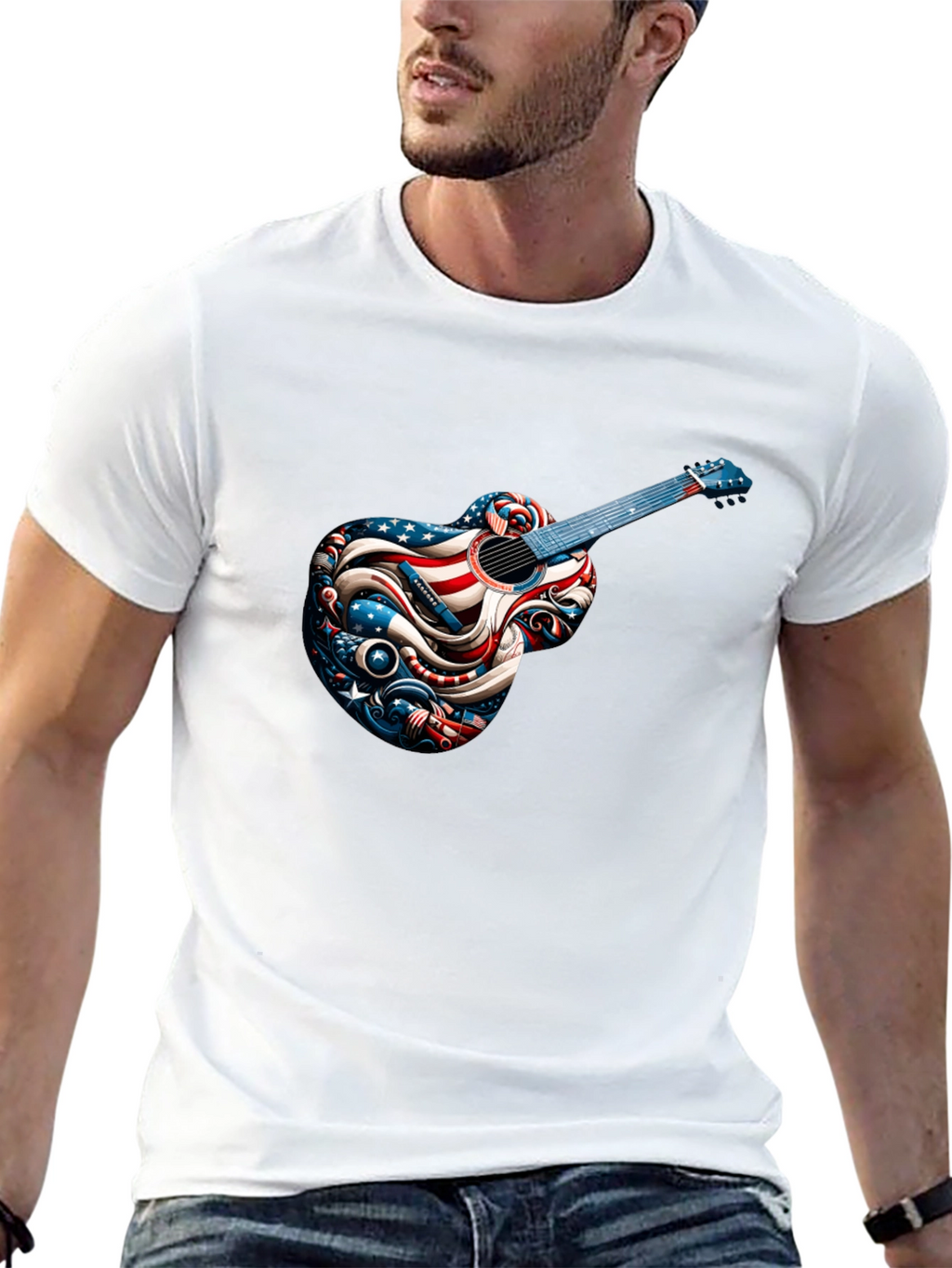 Patriotic Guitar Graphic T-Shirt