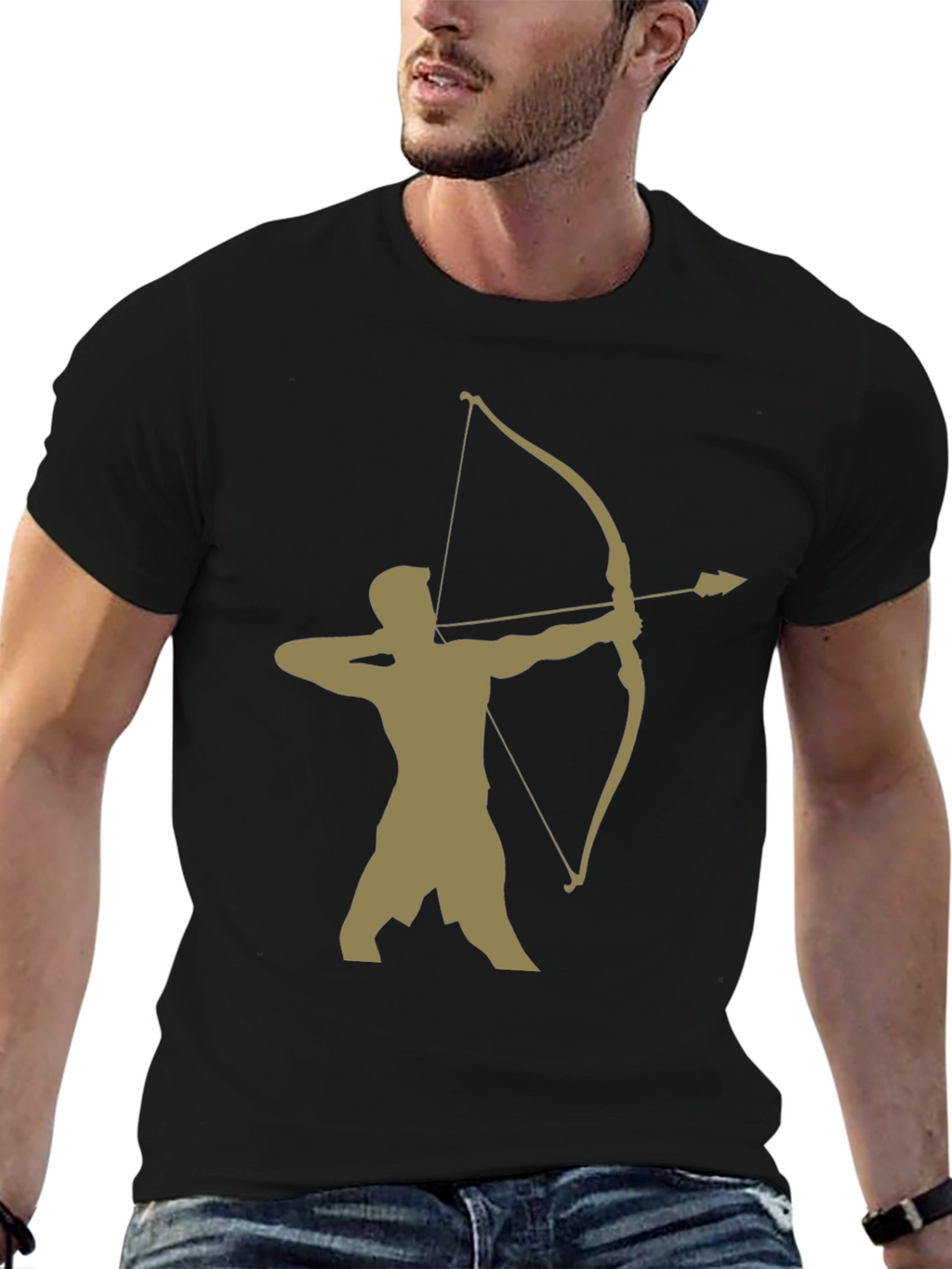 Archer Graphic Tee - Black Cotton Blend Casual Wear