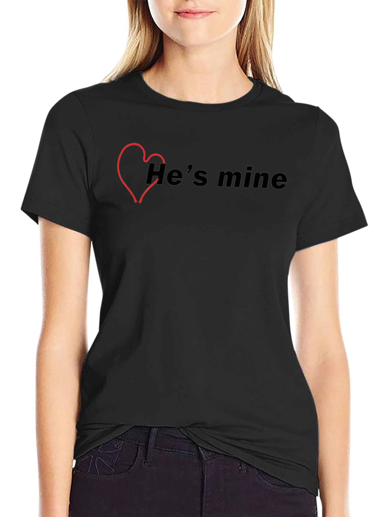 Hes Mine T-Shirt - Black Cotton Graphic Tee