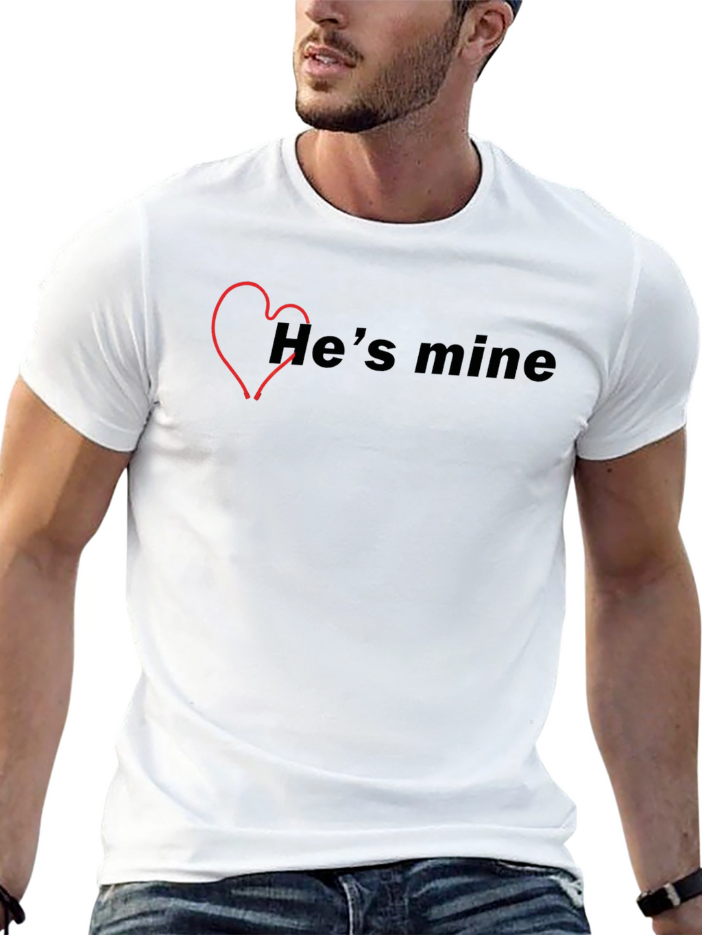 Hes Mine T-Shirt - Black Cotton Graphic Tee