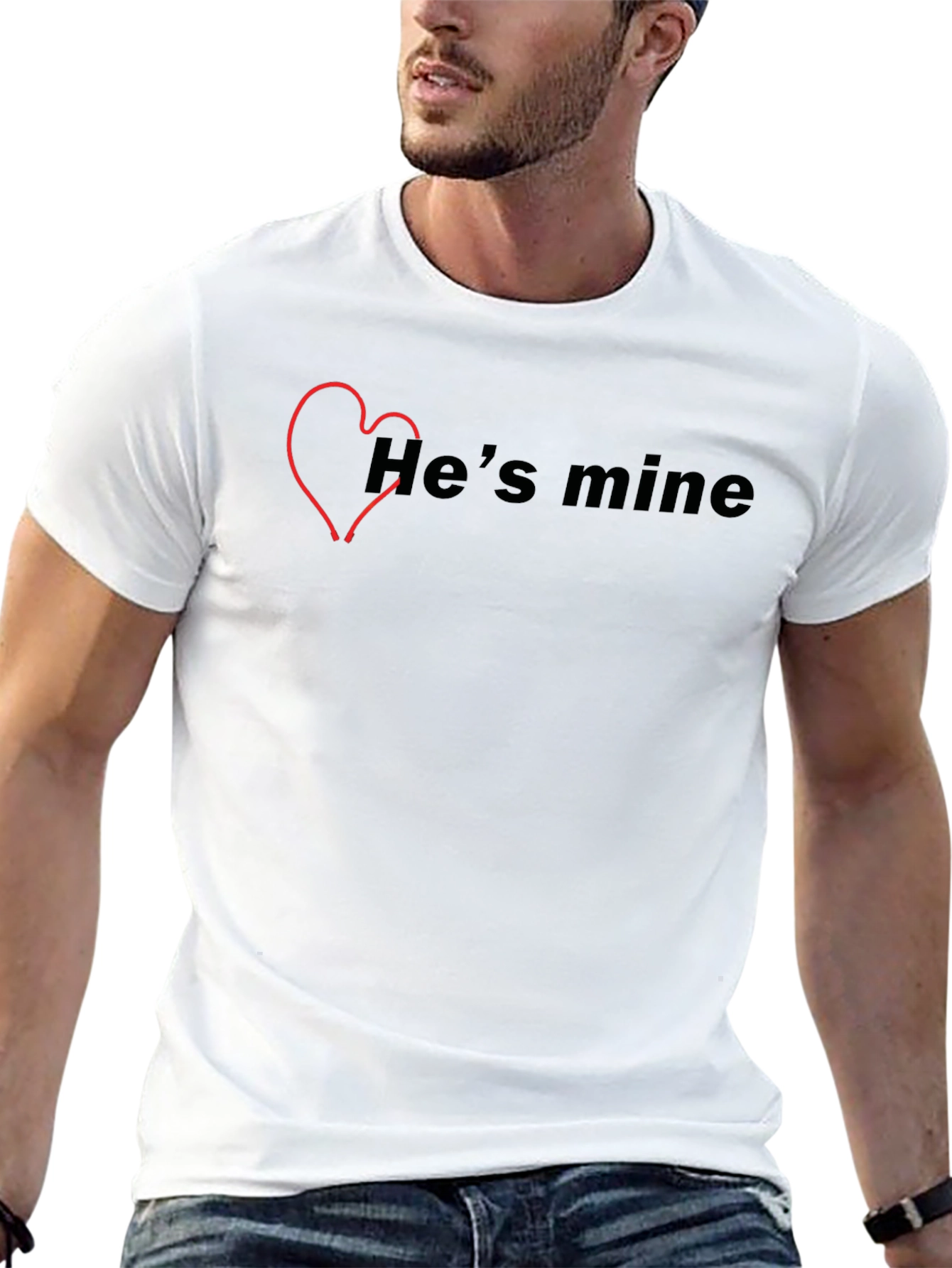 Hes Mine T-Shirt - Black Cotton Graphic Tee
