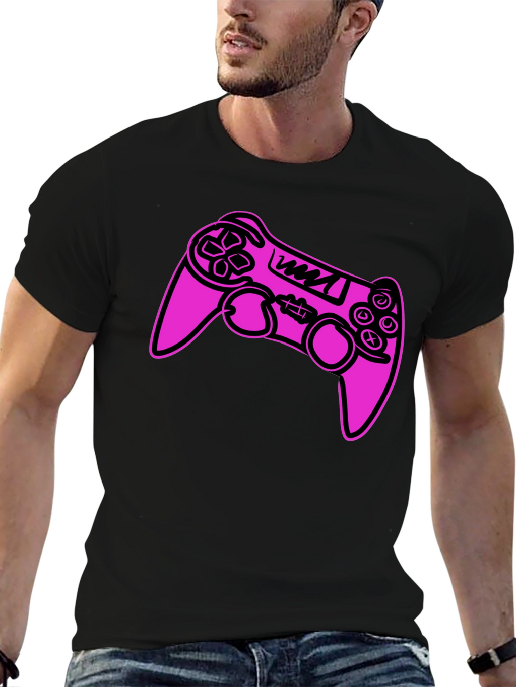 Gamer Controller Graphic Tee - Black Cotton