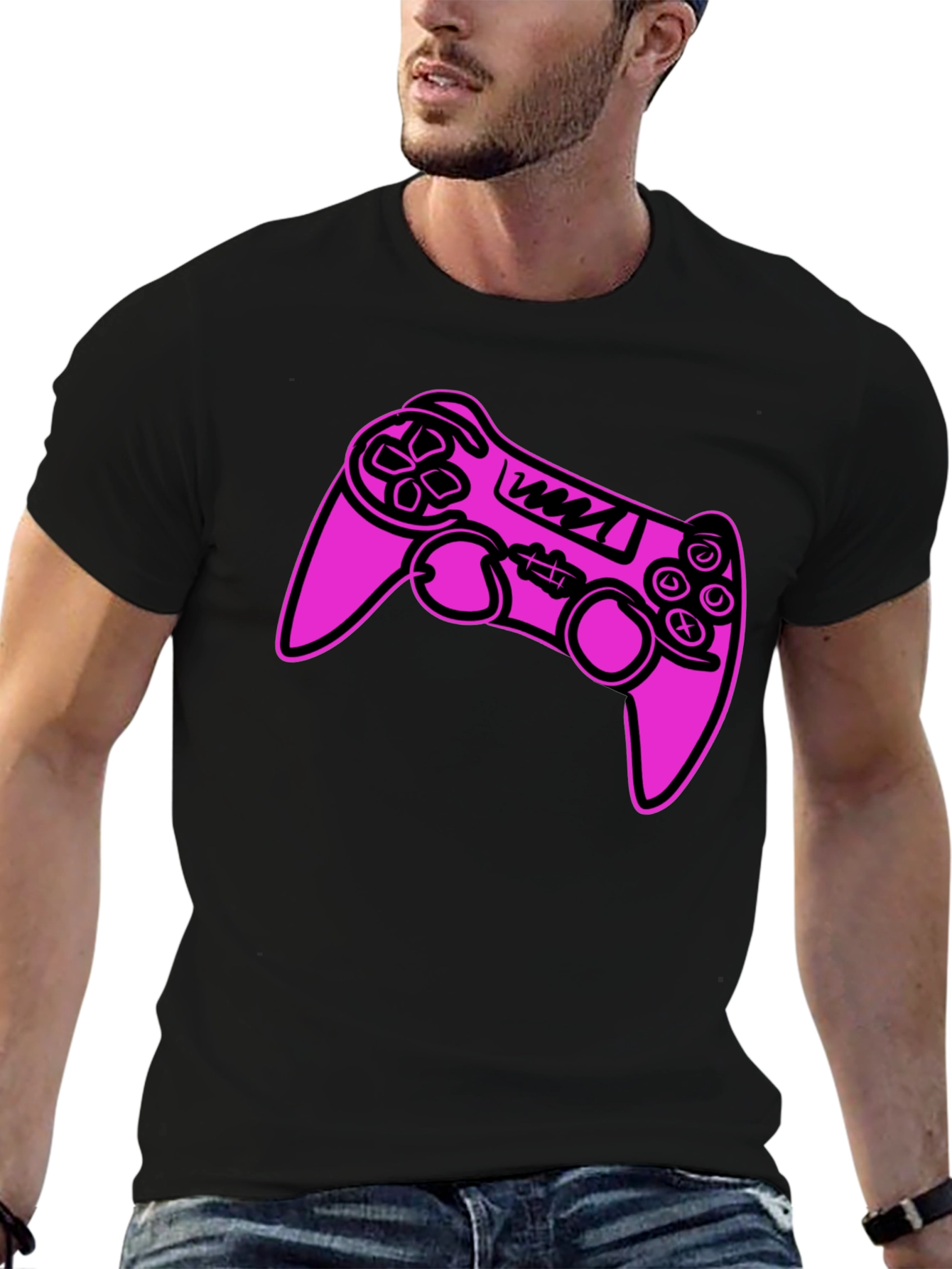Gamer Controller Graphic Tee - Black Cotton