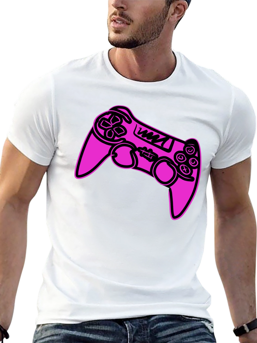 Gamer Controller Graphic Tee - Black Cotton