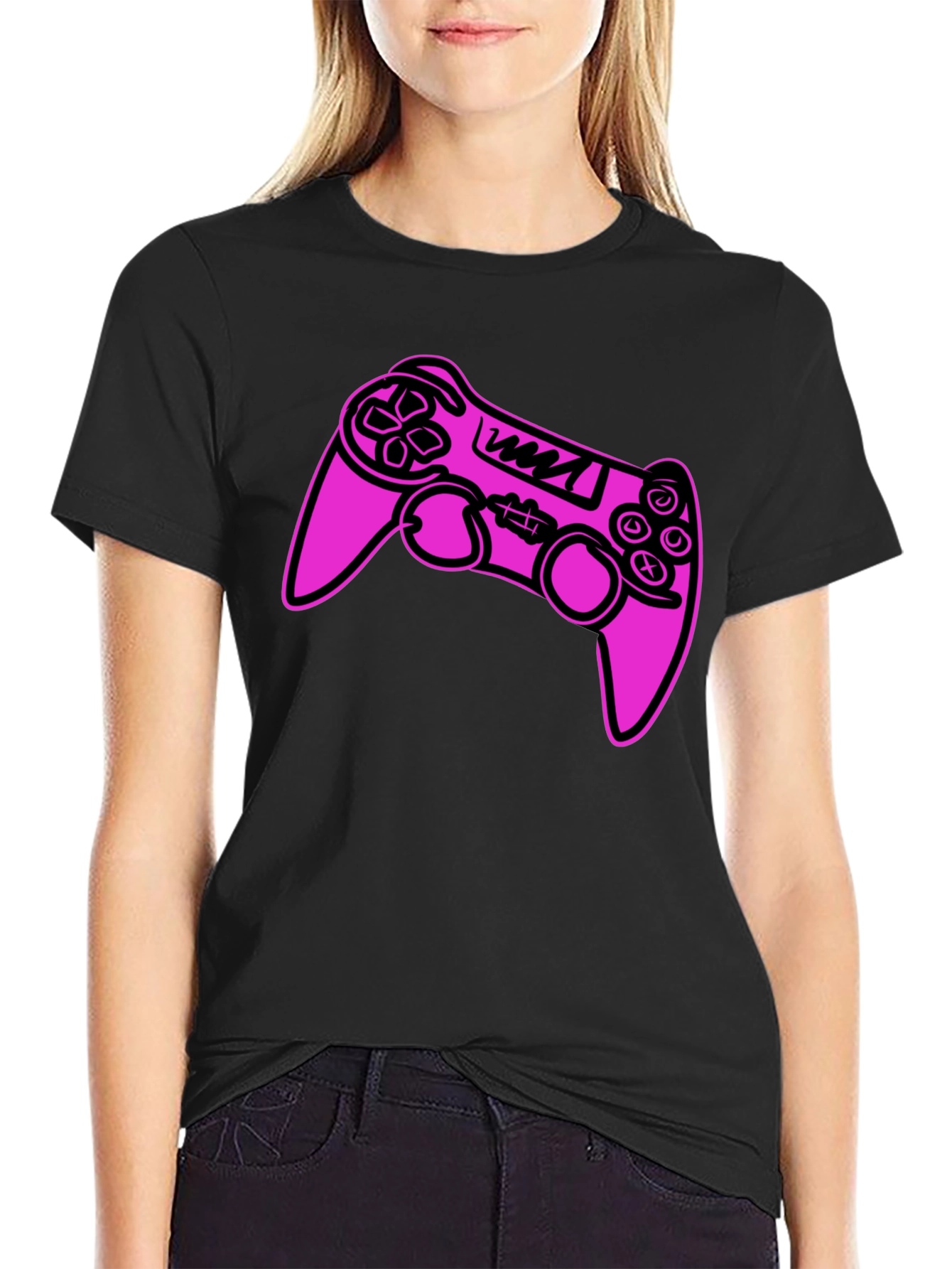 Gamer Controller Graphic Tee - Black Cotton