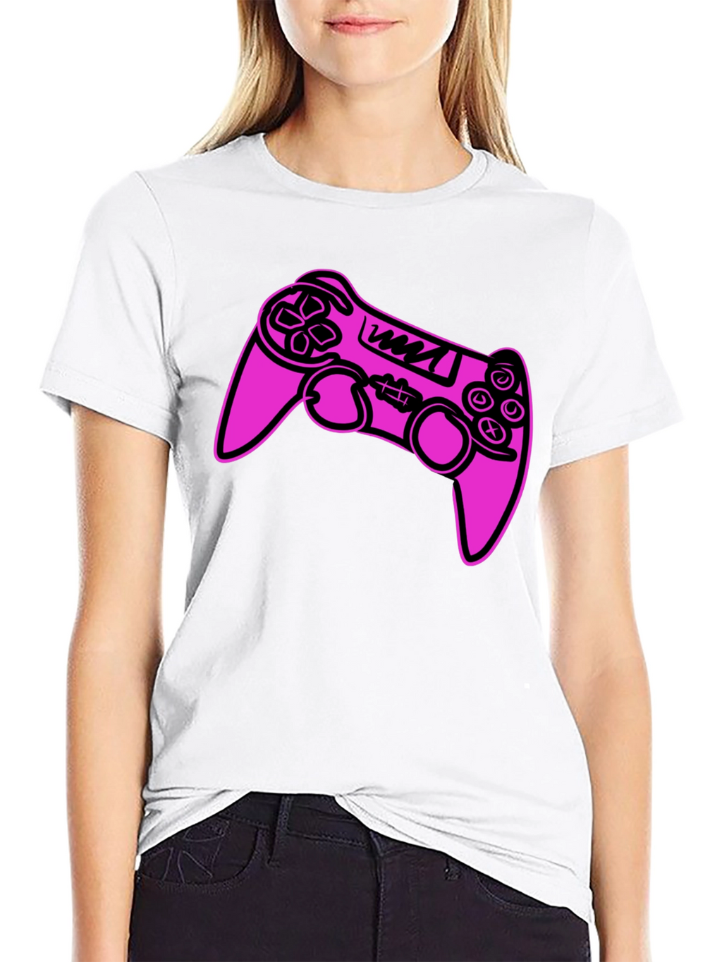 Gamer Controller Graphic Tee - Black Cotton