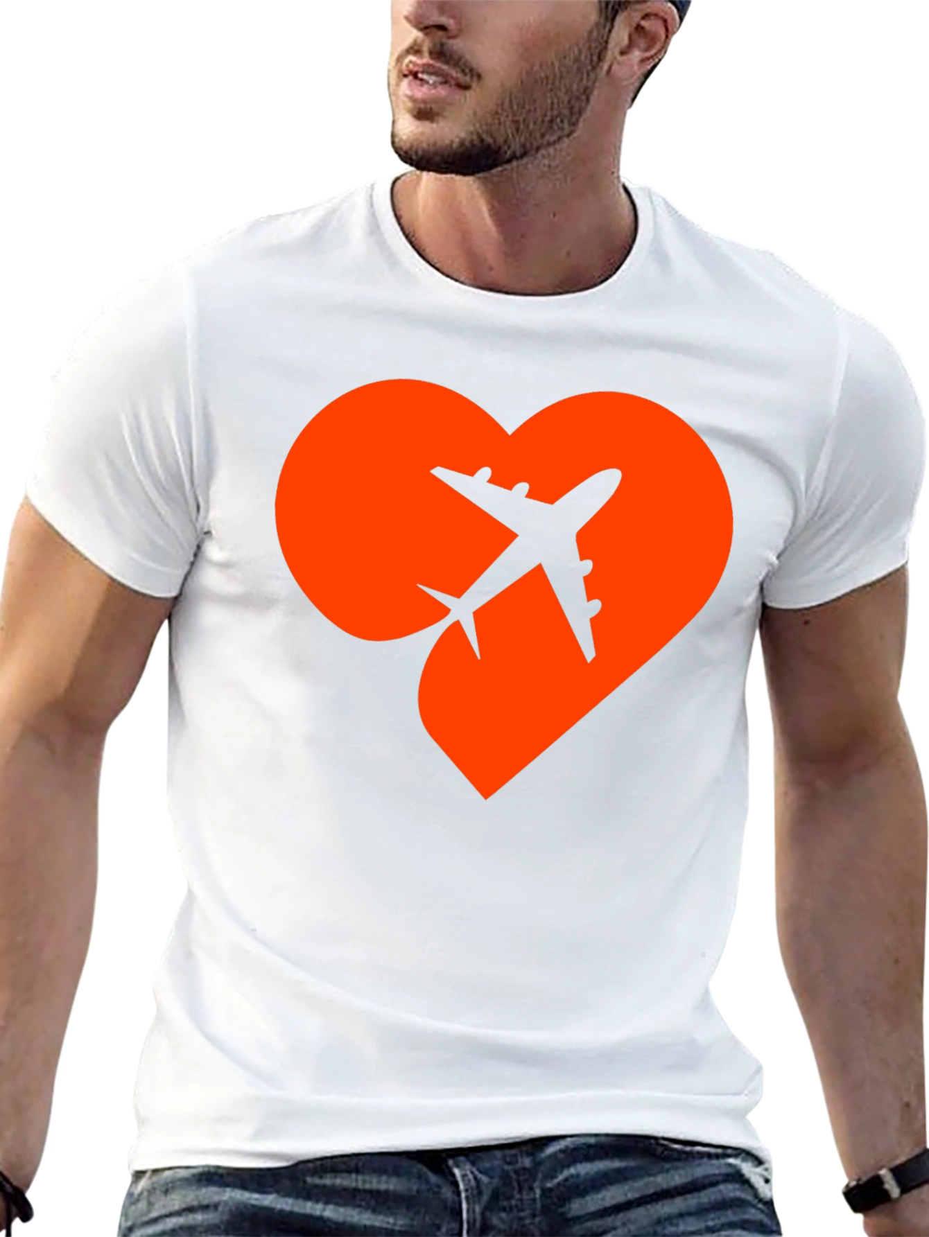 Airplane Heart Graphic Tee - Travel Lover Shirt