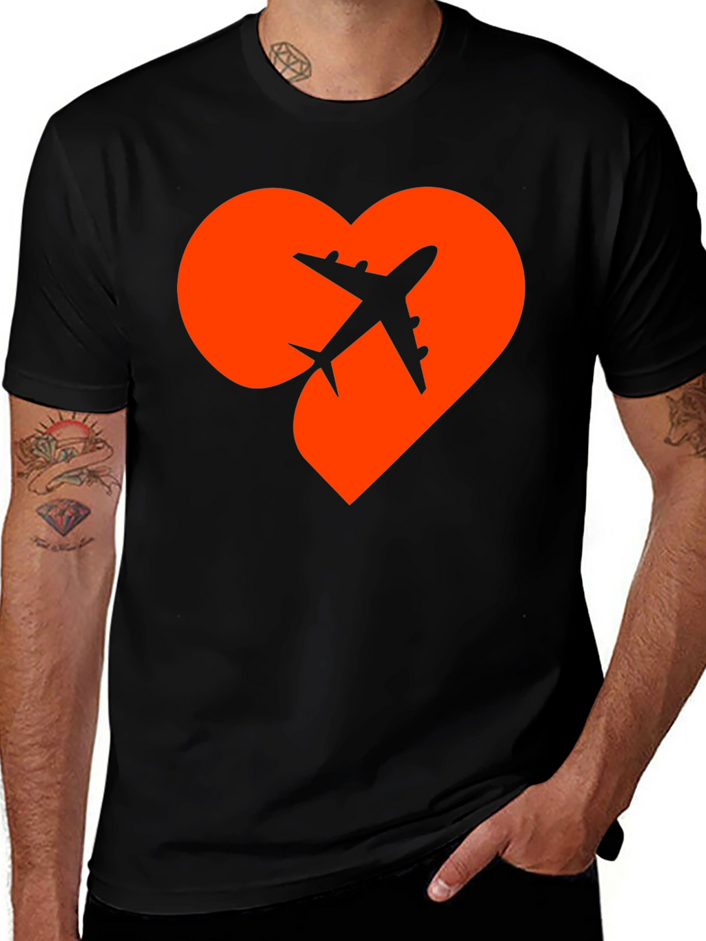 Airplane Heart Graphic Tee - Travel Lover Shirt