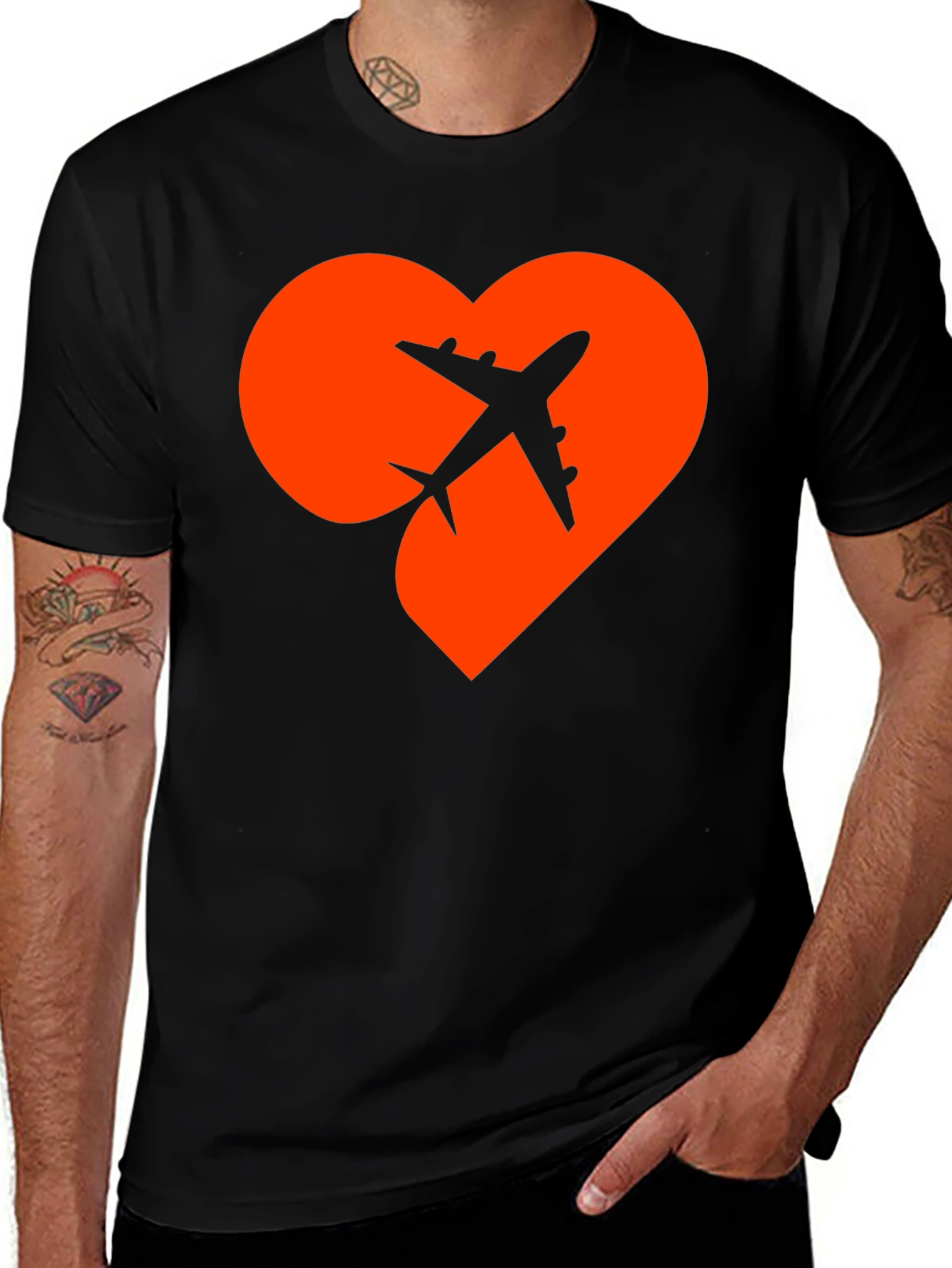 Airplane Heart Graphic Tee - Travel Lover Shirt