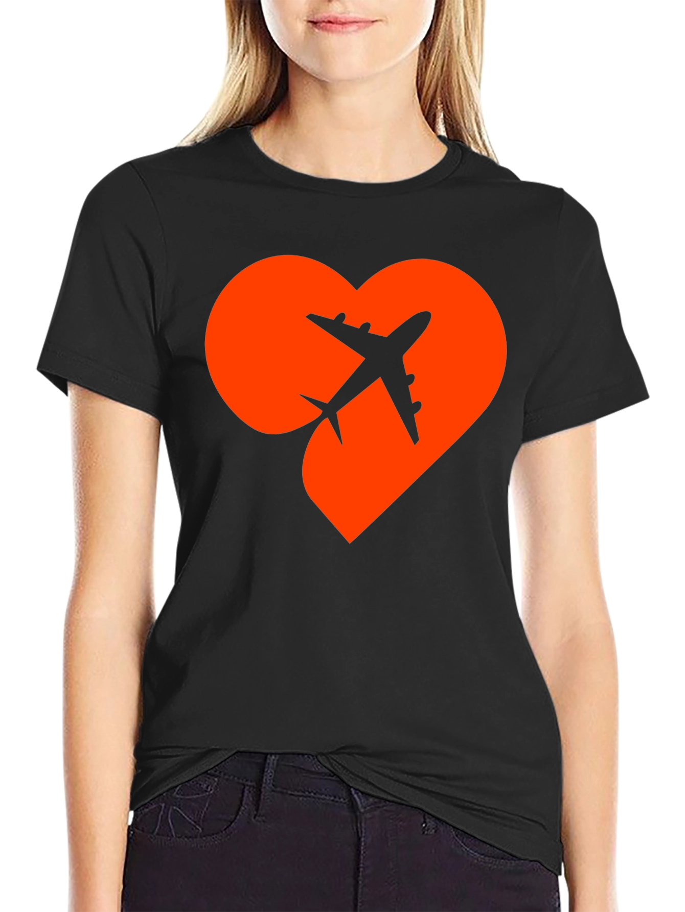 Airplane Heart Graphic Tee - Travel Lover Shirt
