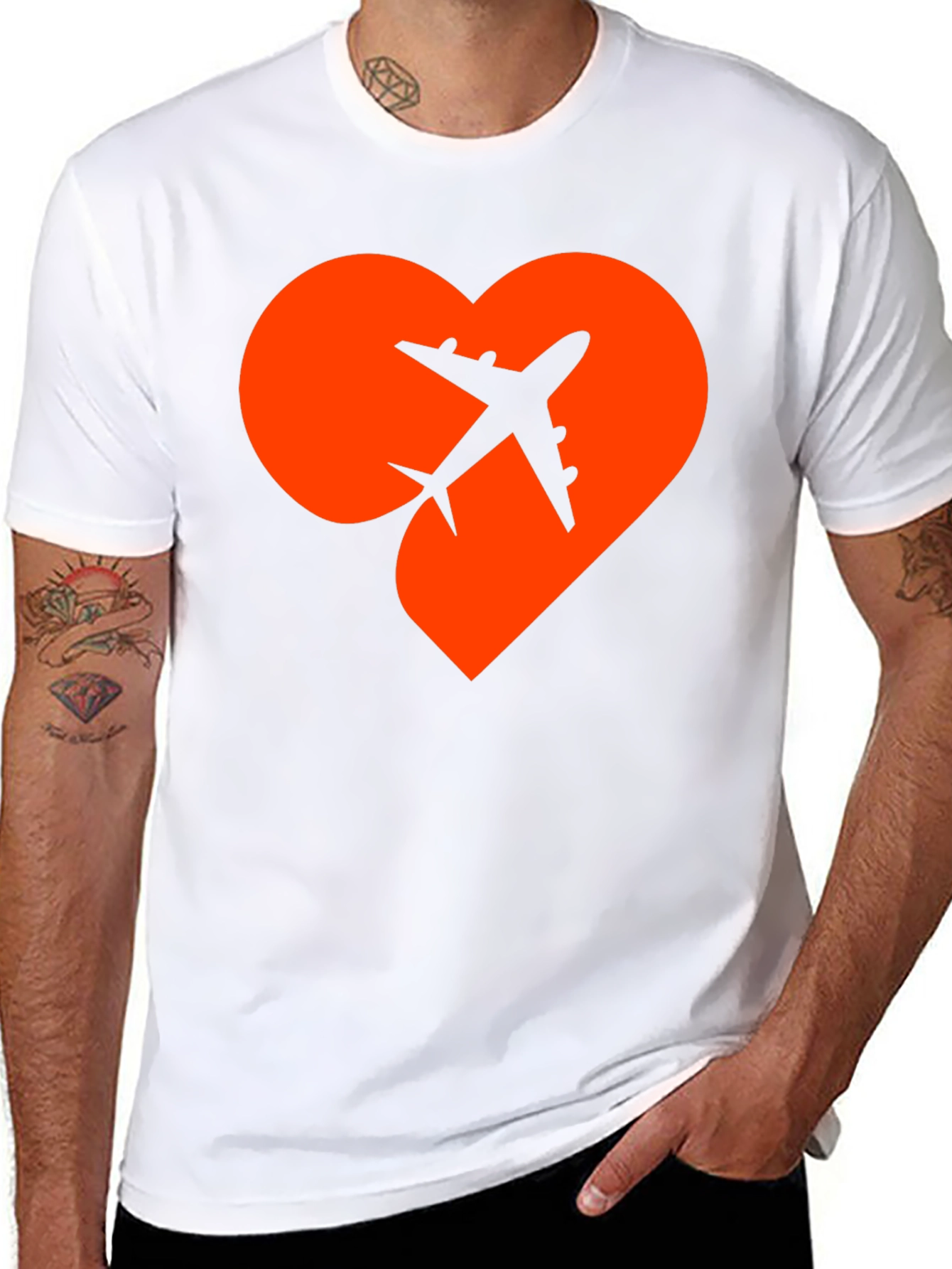 Airplane Heart Graphic Tee - Travel Lover Shirt
