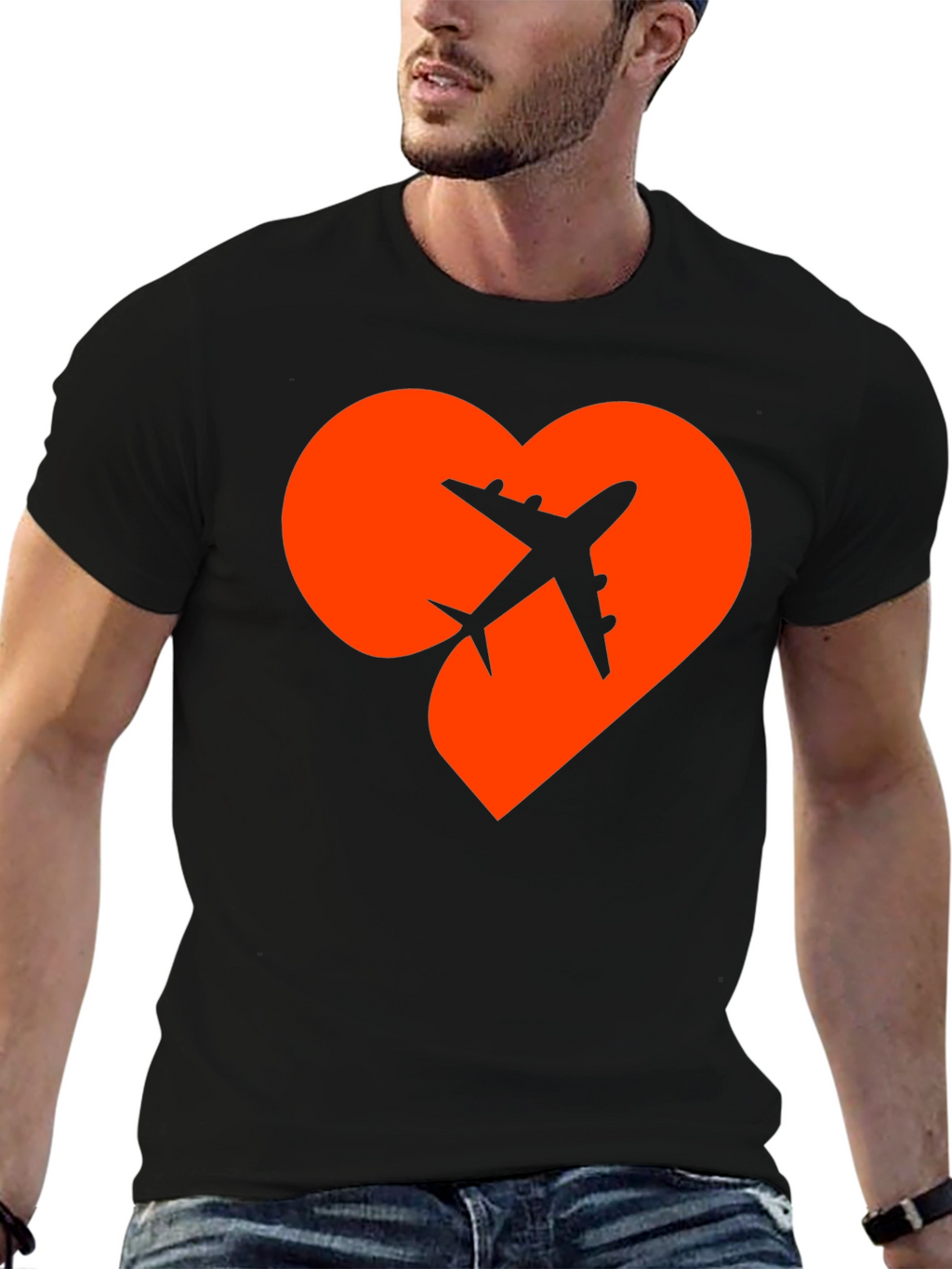 Airplane Heart Graphic Tee - Travel Lover Shirt