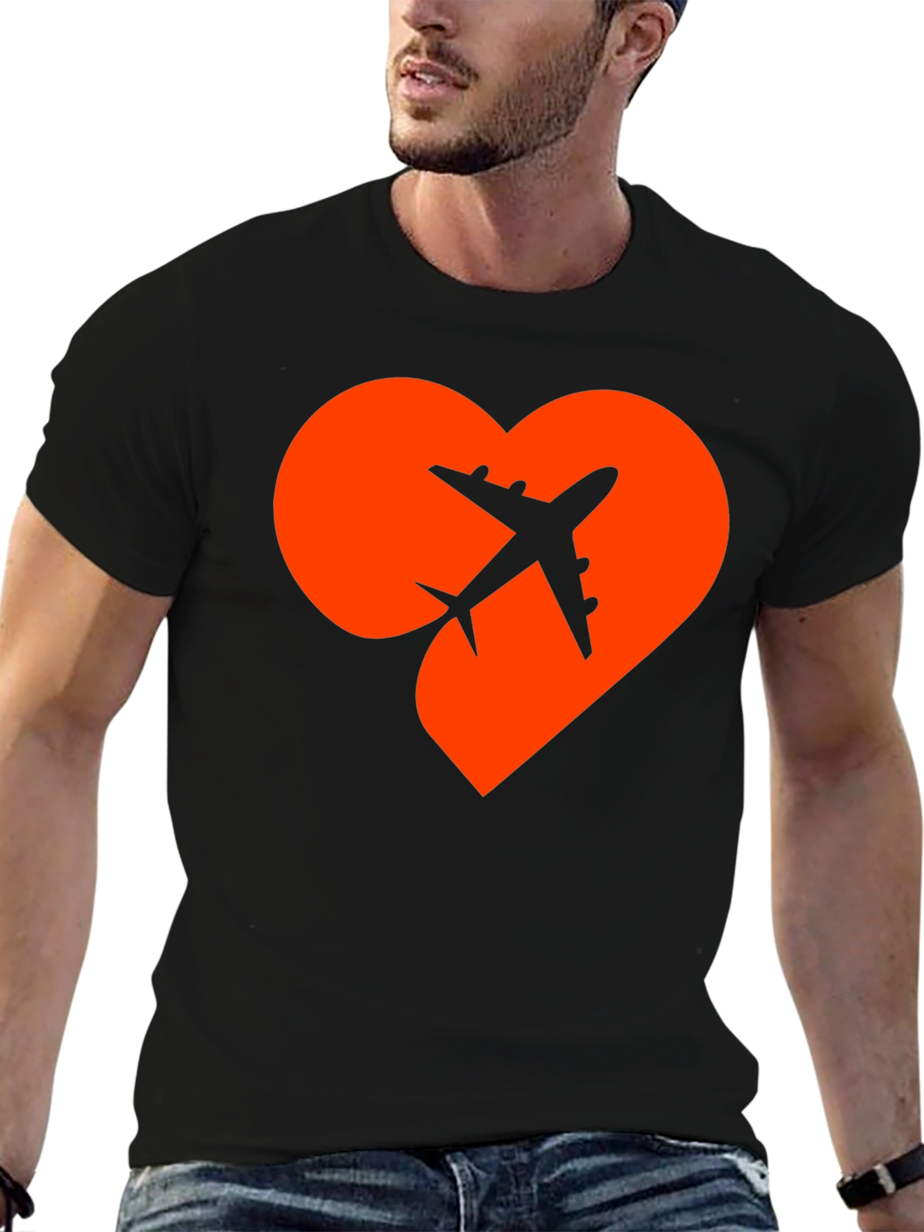 Airplane Heart Graphic Tee - Travel Lover Shirt