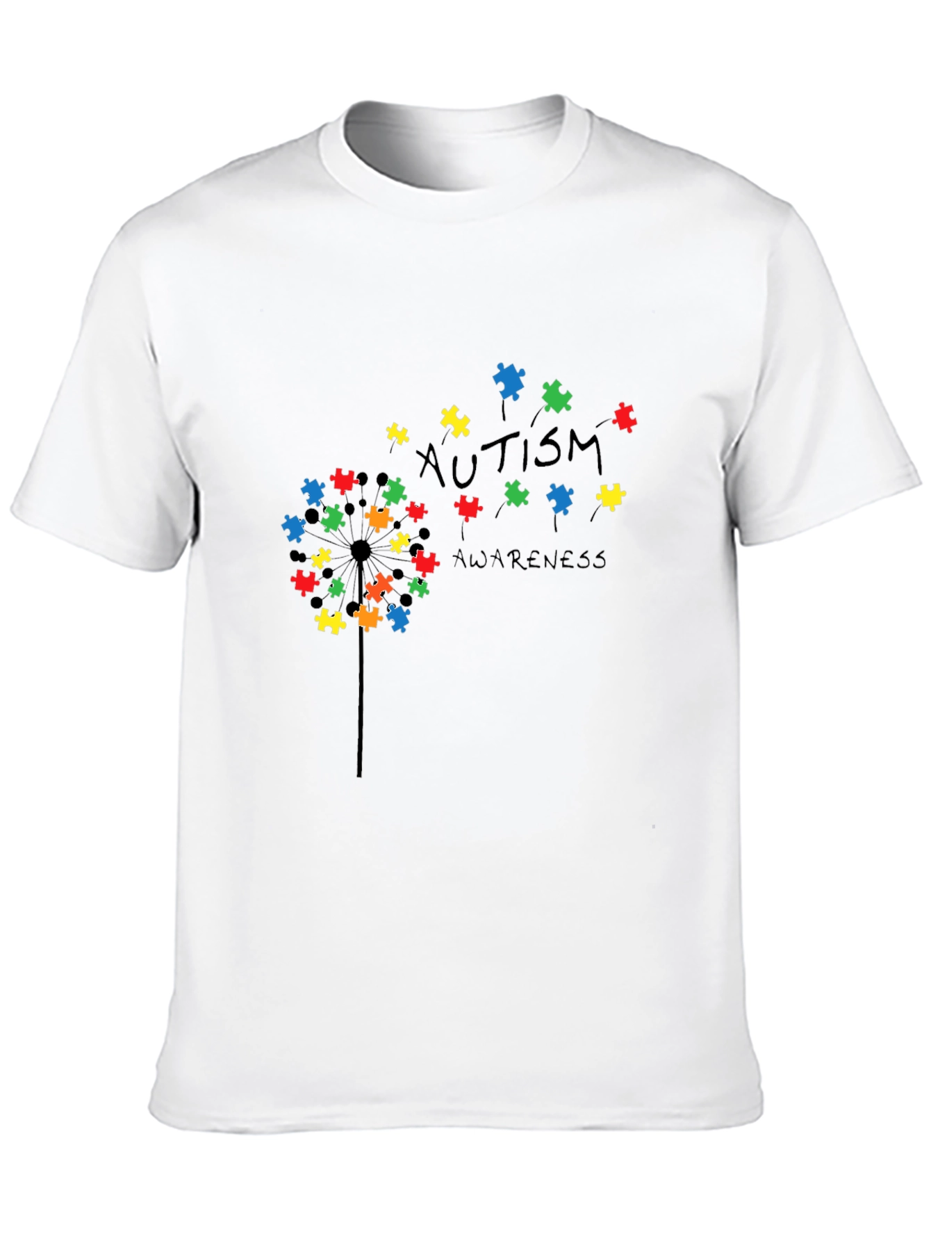 Autism Awareness Puzzle Piece Dandelion T-Shirt