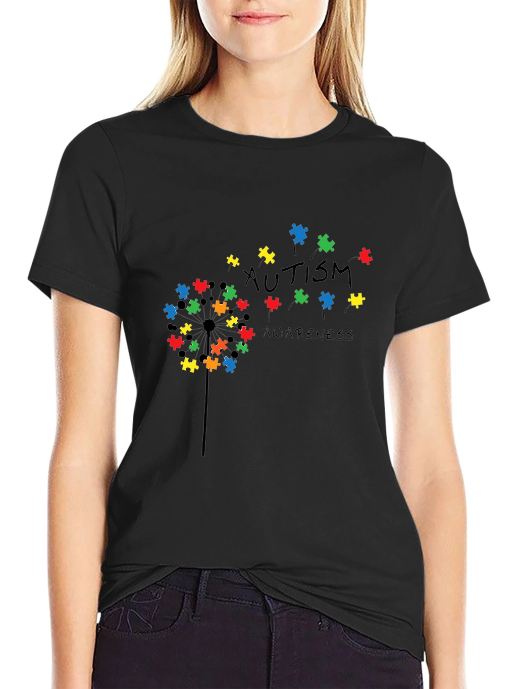 Autism Awareness Puzzle Piece Dandelion T-Shirt