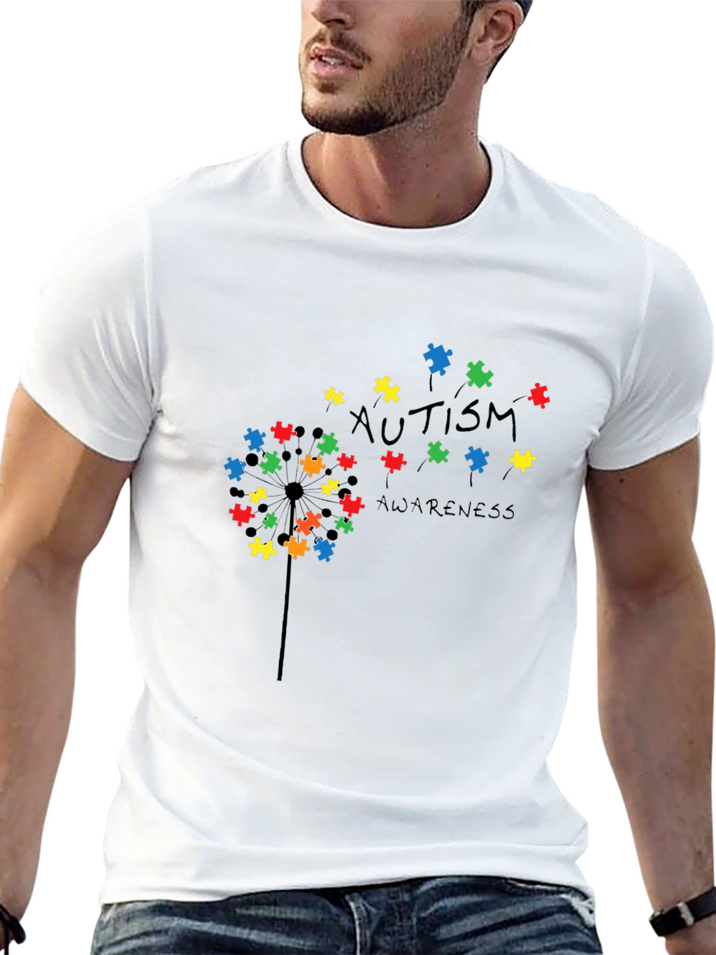 Autism Awareness Puzzle Piece Dandelion T-Shirt