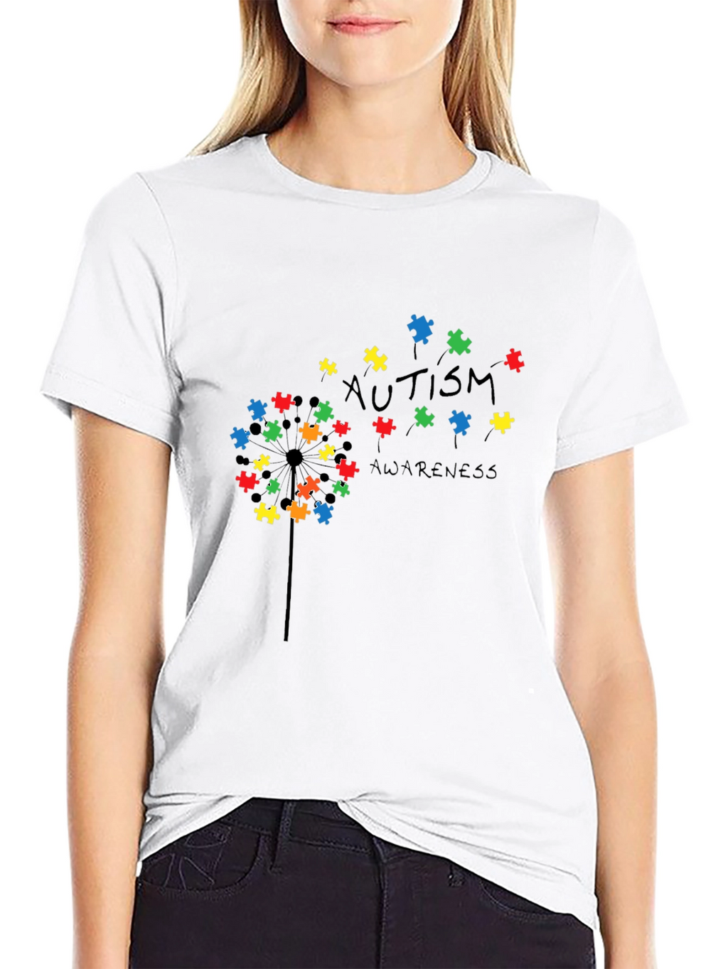 Autism Awareness Puzzle Piece Dandelion T-Shirt