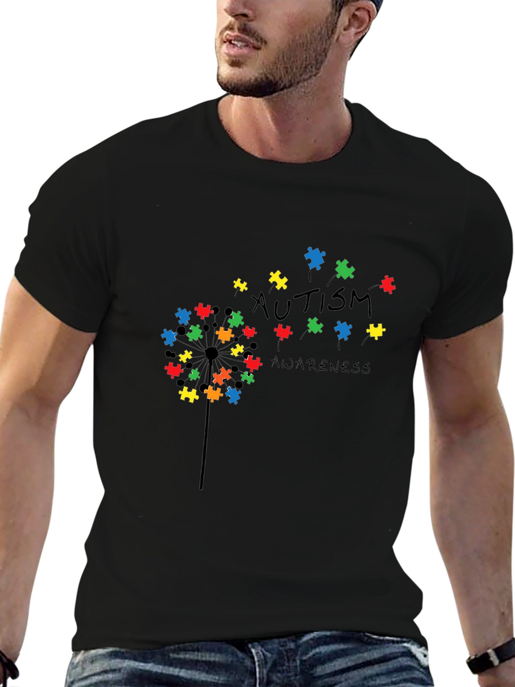 Autism Awareness Puzzle Piece Dandelion T-Shirt
