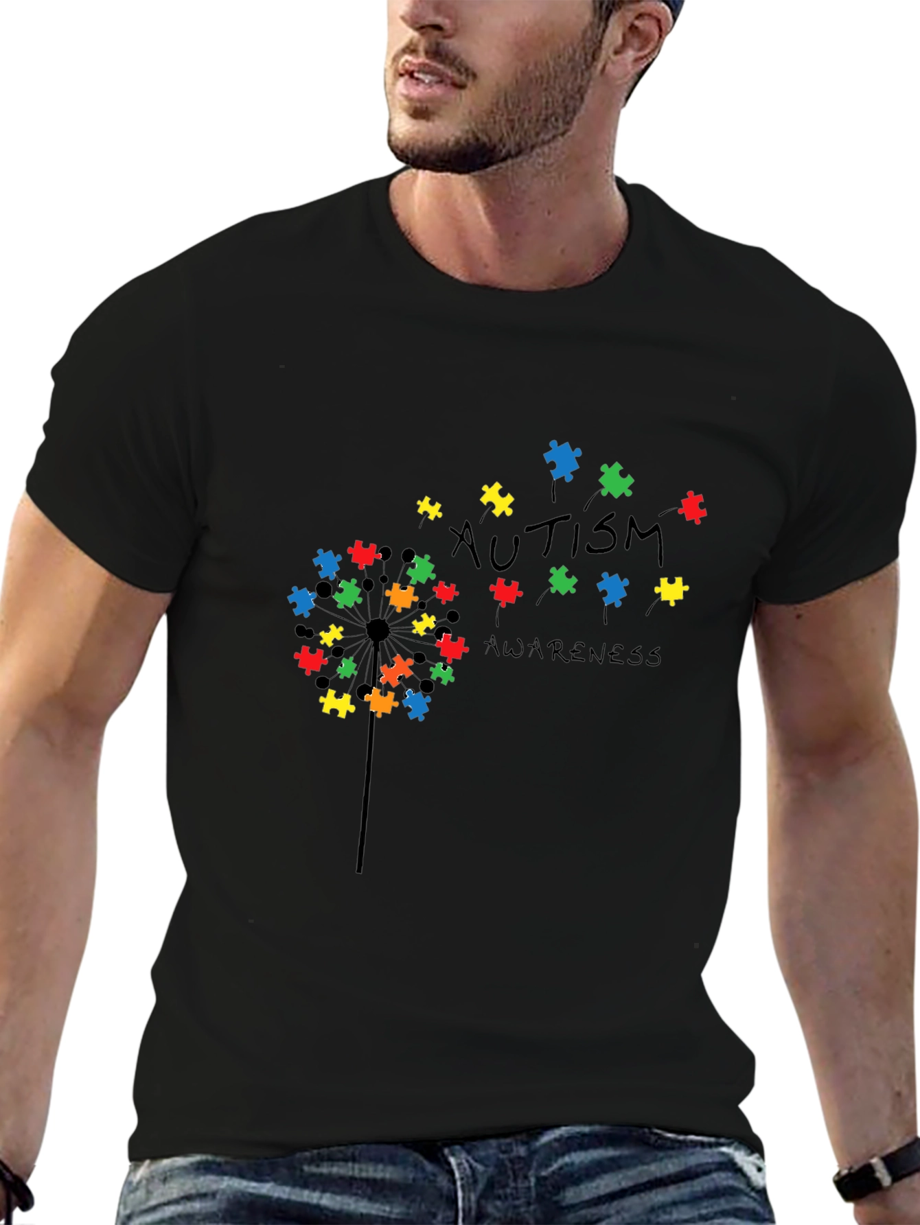 Autism Awareness Puzzle Piece Dandelion T-Shirt