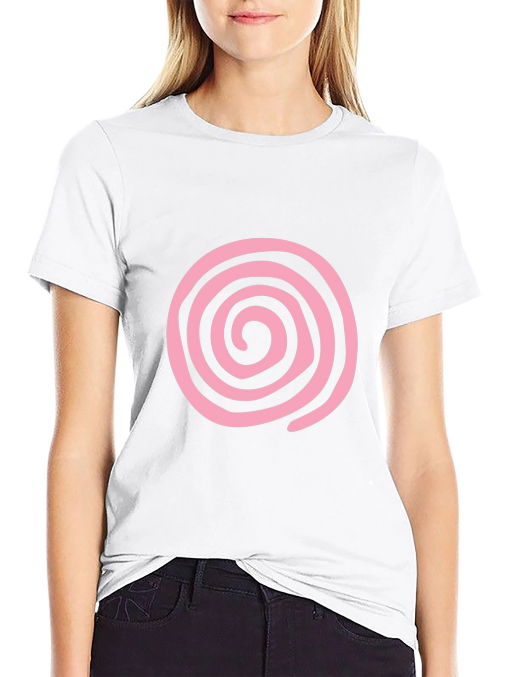 Pink Swirl Graphic Black T-Shirt