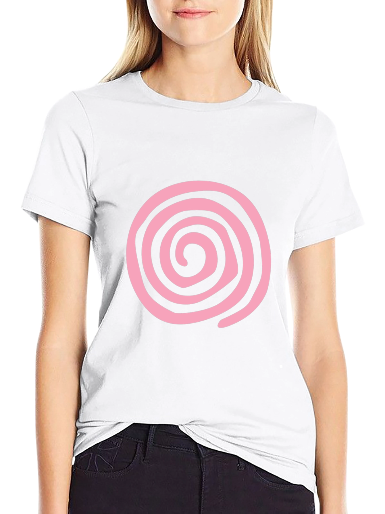 Pink Swirl Graphic Black T-Shirt