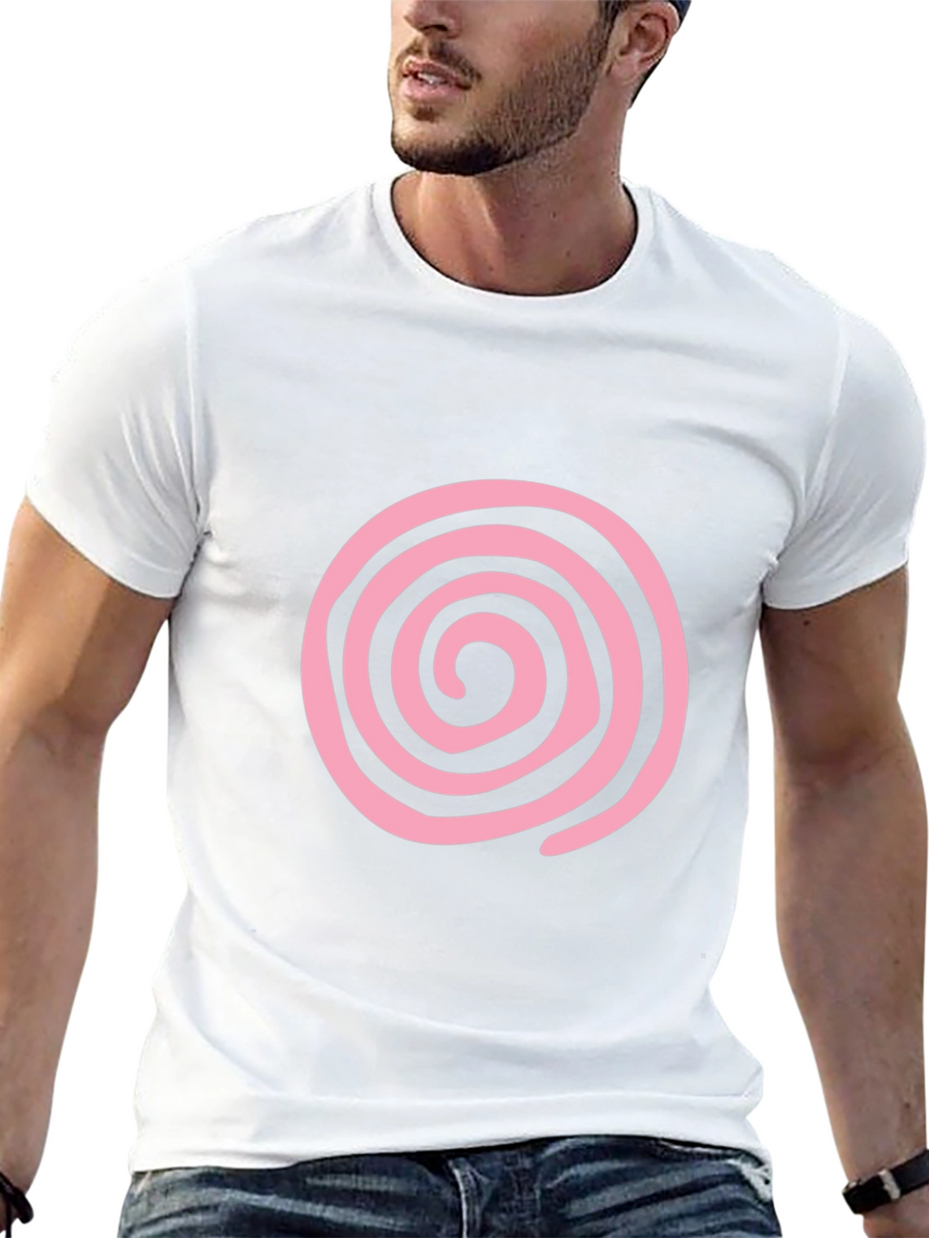 Pink Swirl Graphic Black T-Shirt