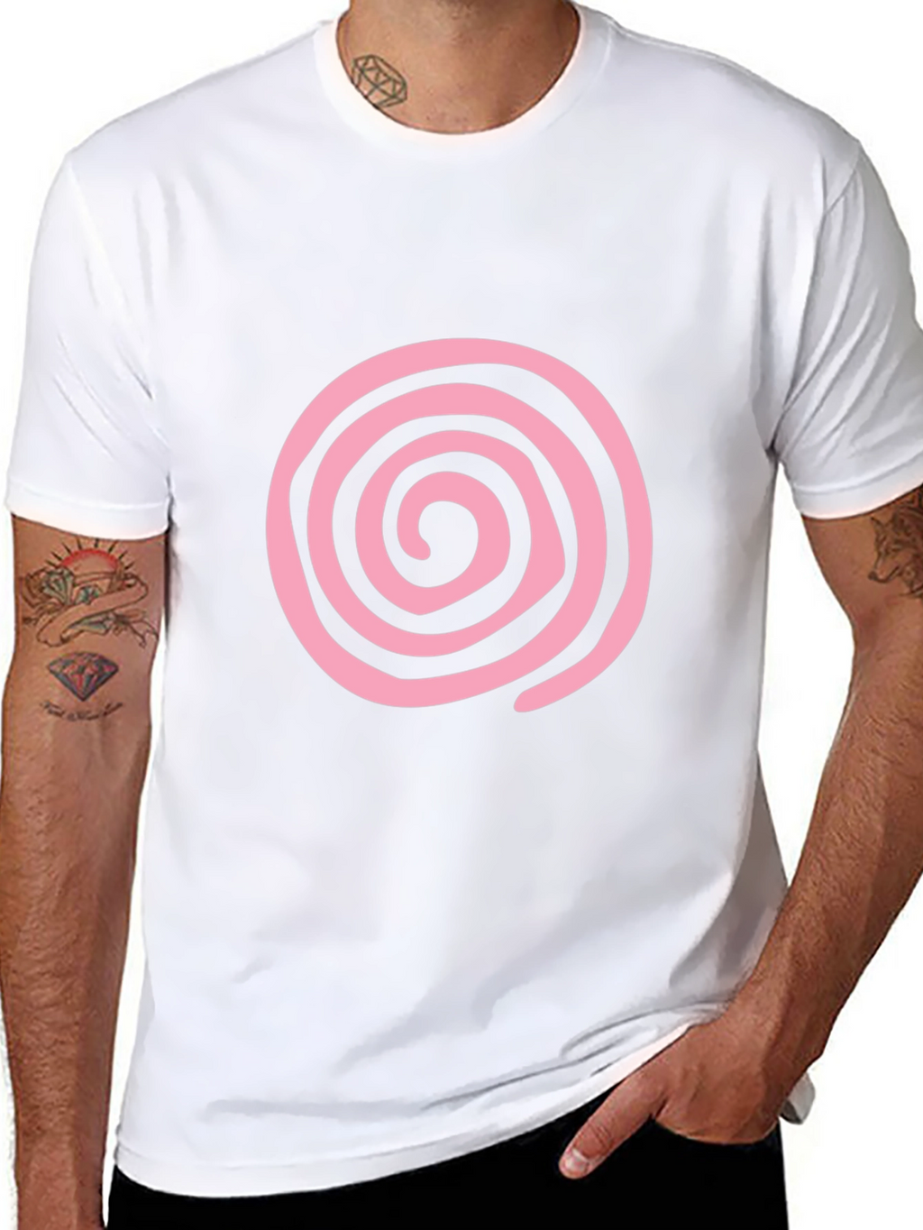 Pink Swirl Graphic Black T-Shirt