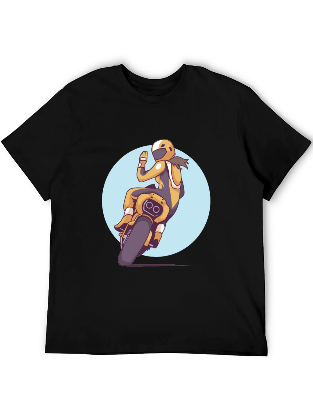 Motorcycle Rider Graphic Tee - Black Casual T-Shirt