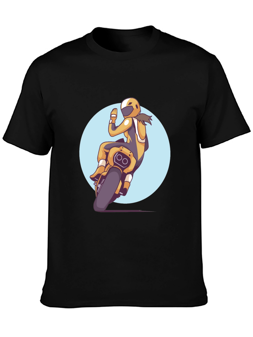 Motorcycle Rider Graphic Tee - Black Casual T-Shirt