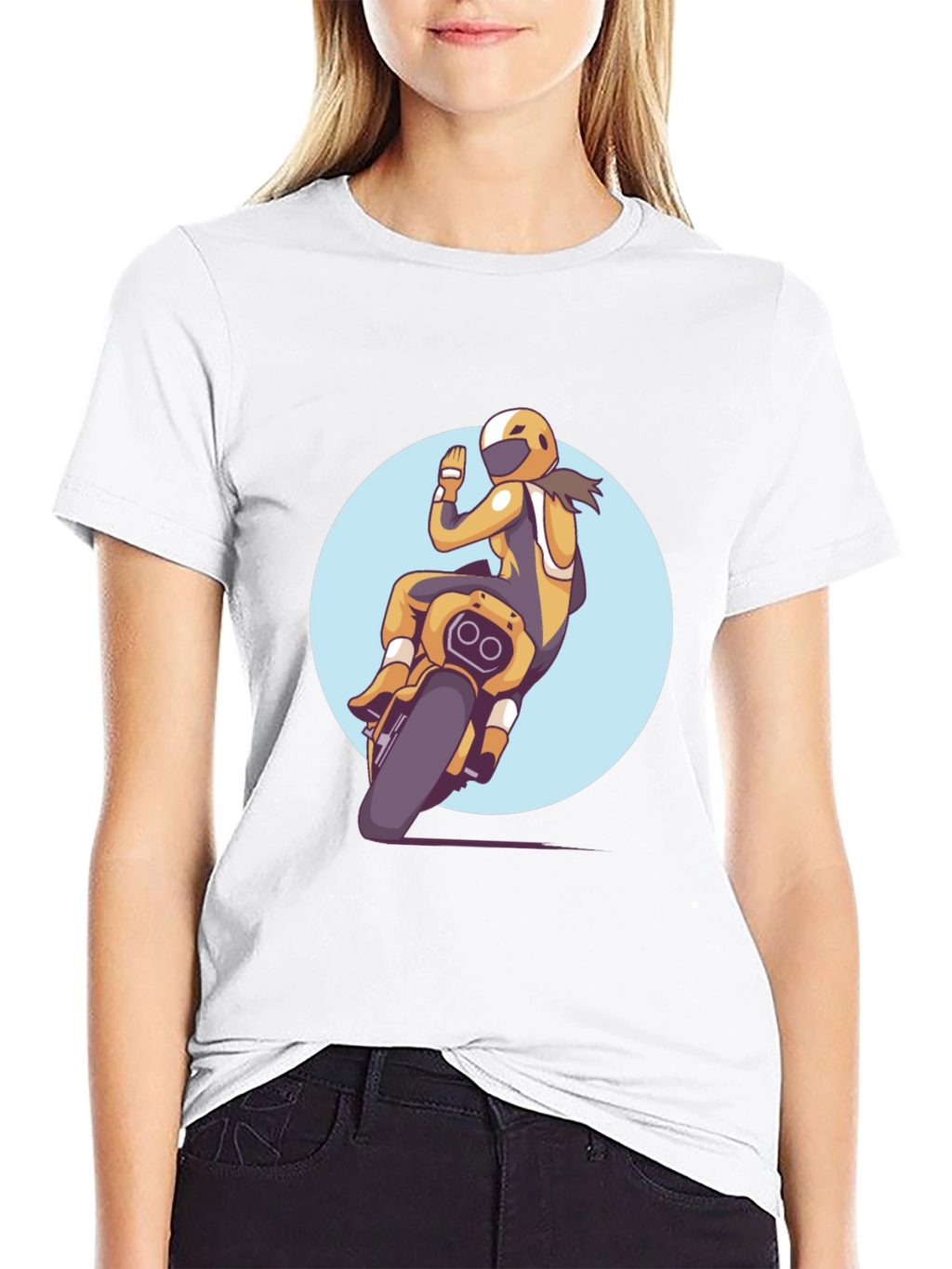 Motorcycle Rider Graphic Tee - Black Casual T-Shirt