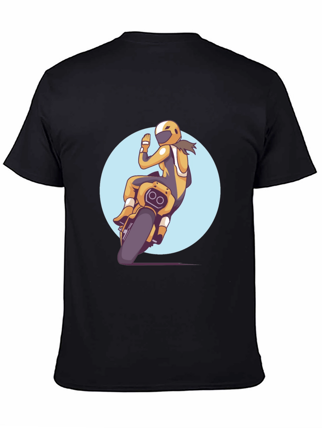 Motorcycle Rider Graphic Tee - Black Casual T-Shirt